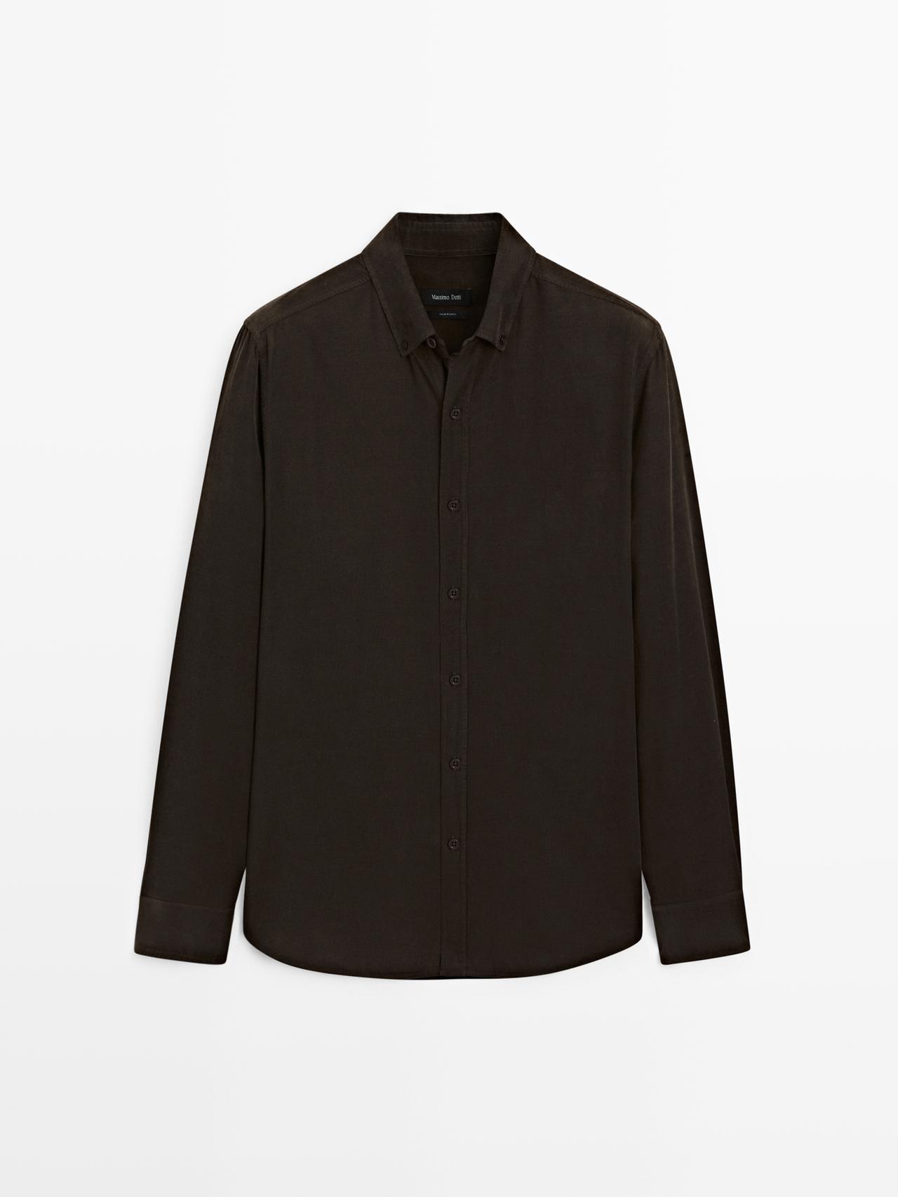 Massimo Dutti - Heren - Regular Fit Overhemd Van Fijne Corduroy - Bruin - L