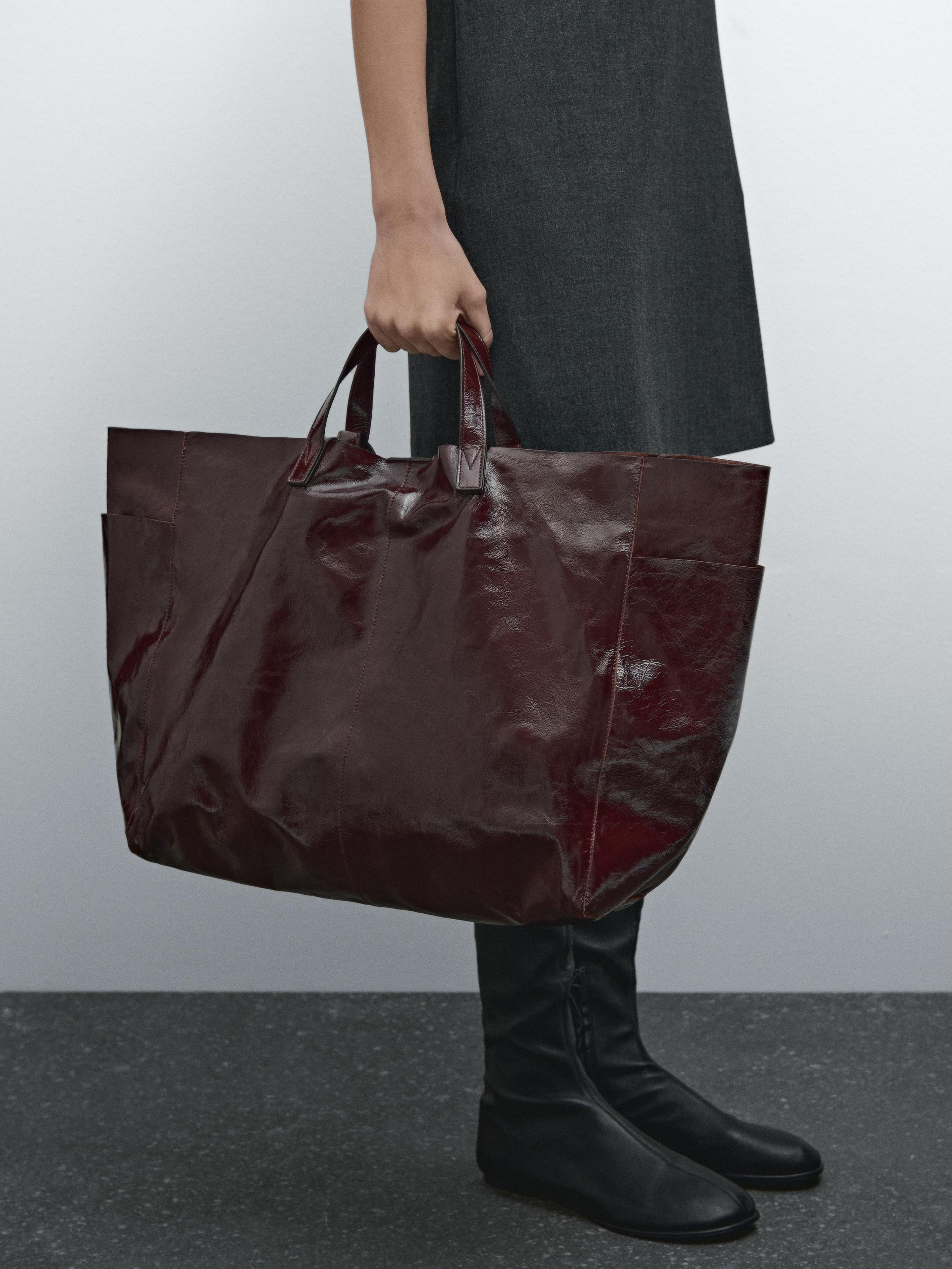 Nappa leather maxi shopper bag