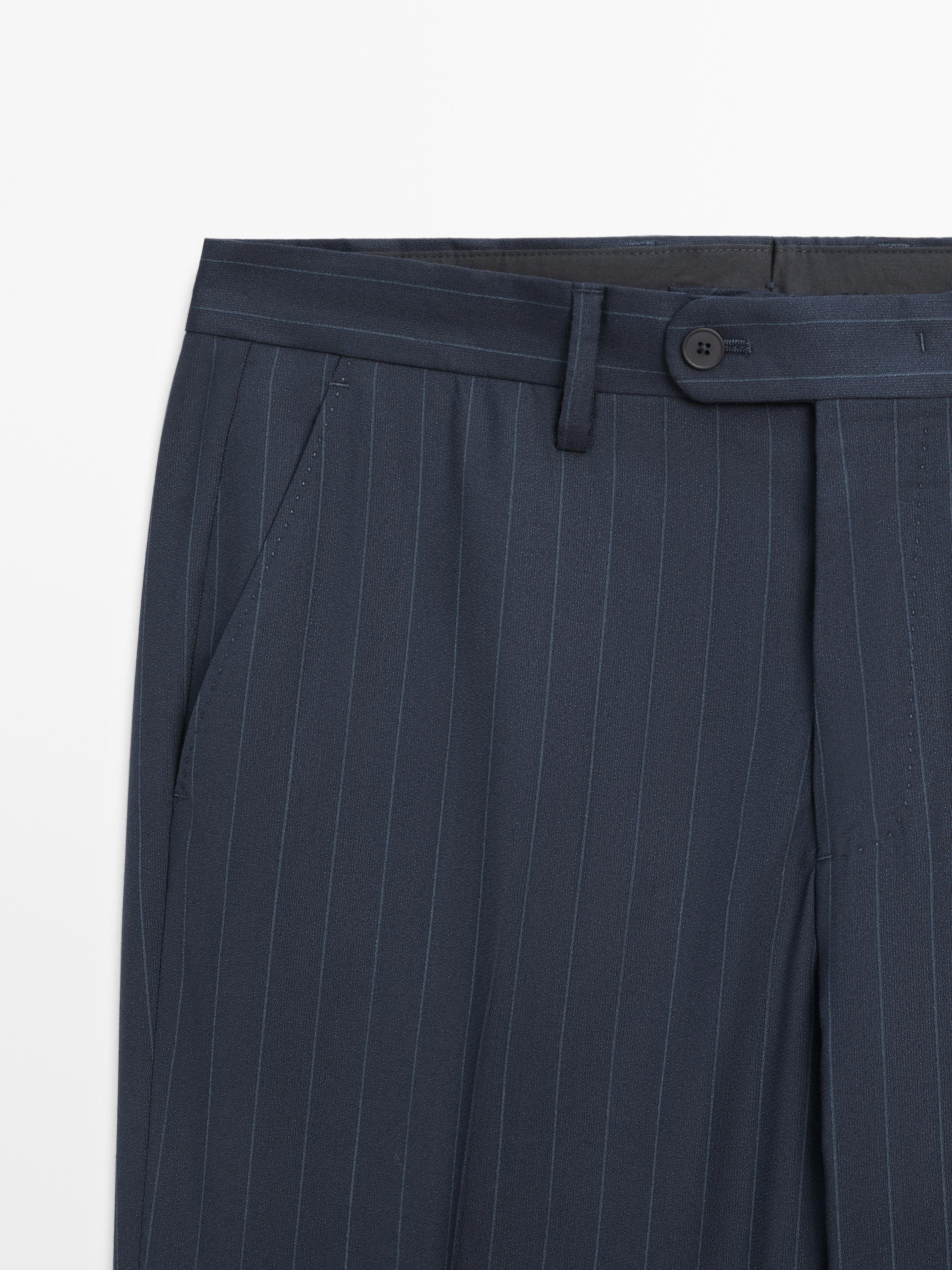 Pinstriped suit pants — NAVY BLUE