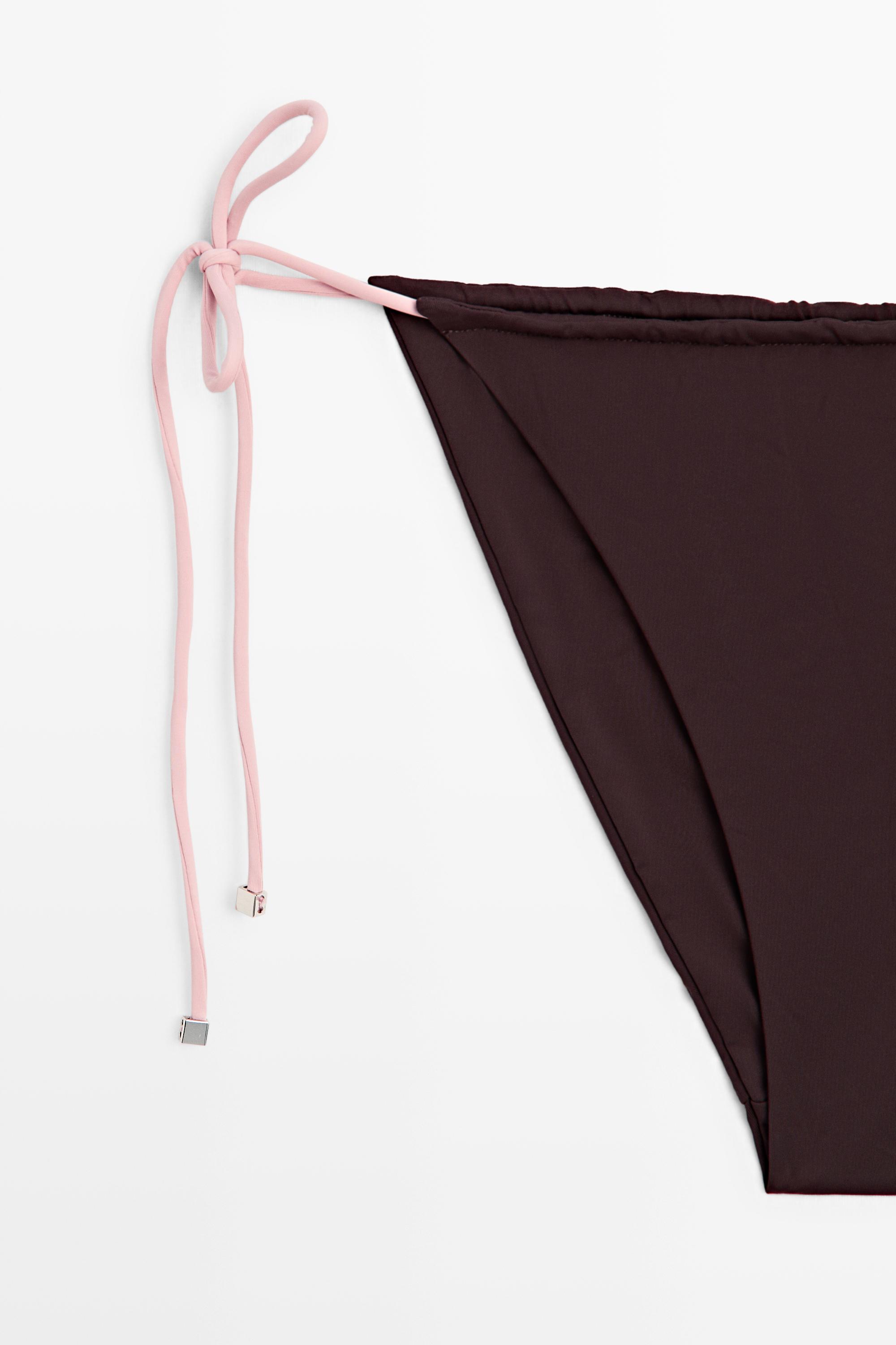 Contrast tie-side bikini bottoms — PALE PINK