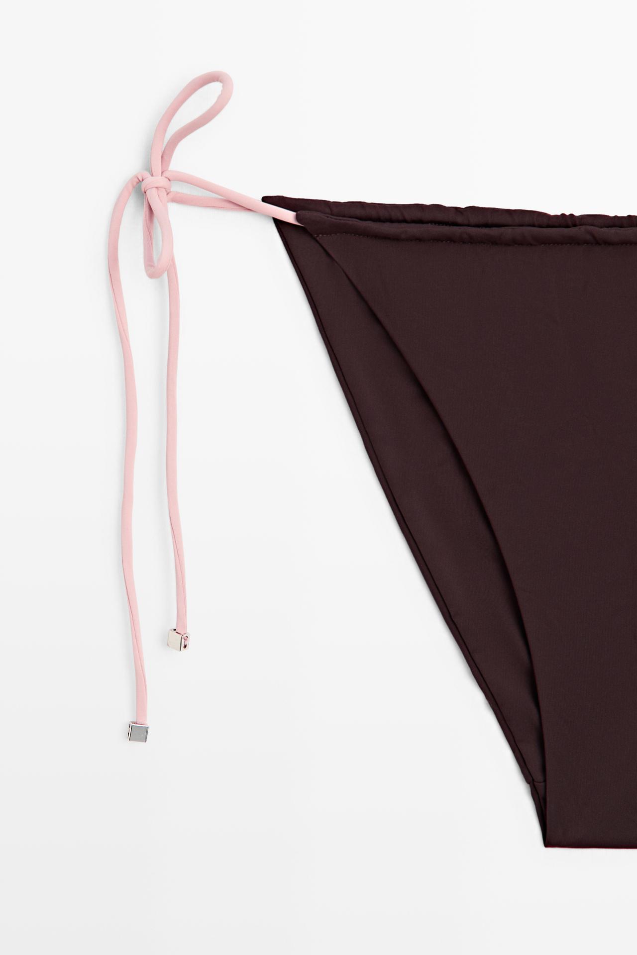 Contrast tie-side bikini bottoms — PALE PINK