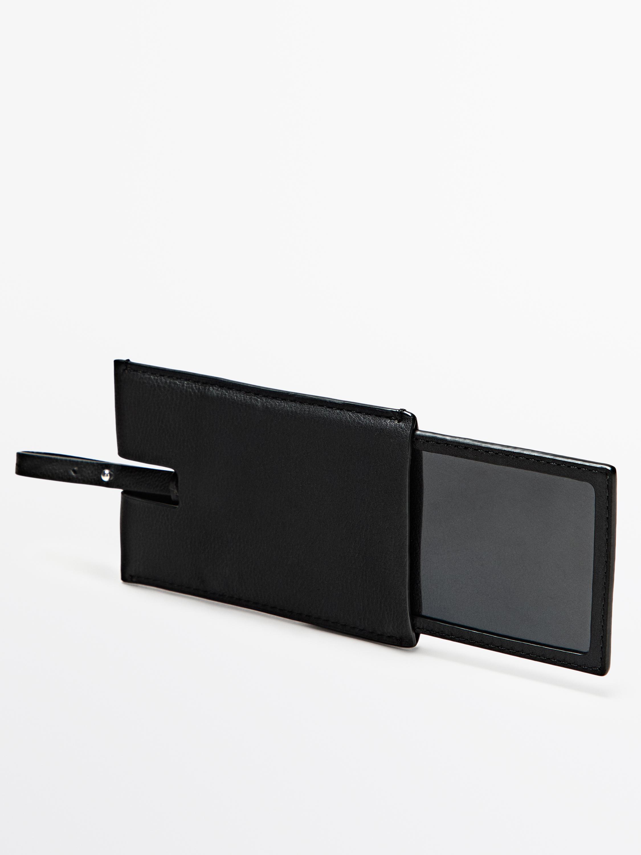 Nappa leather travel tag — BLACK