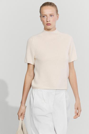 100% Cashmere Mock Turtleneck Sweater — CREAM 3