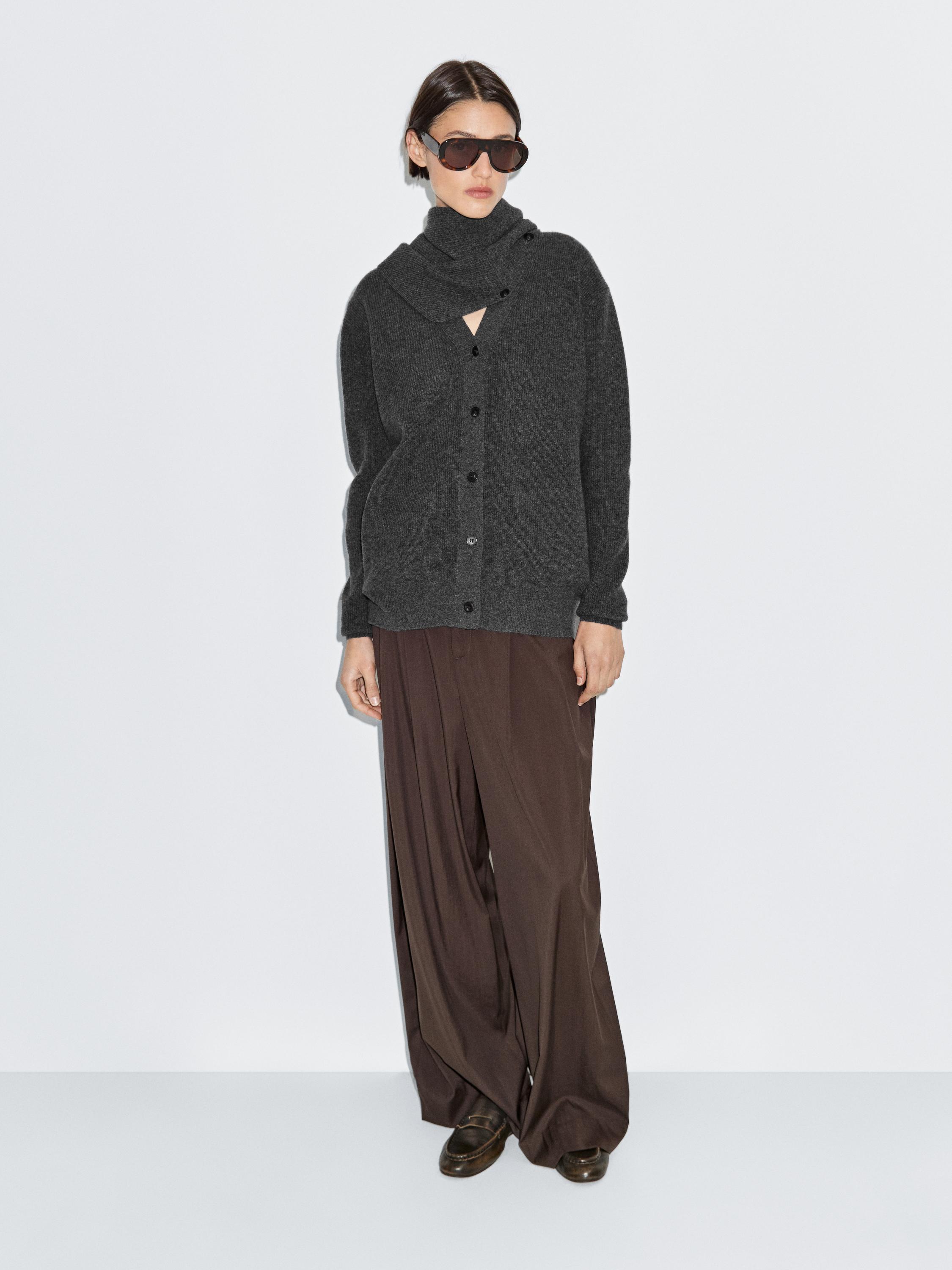 Cardigan avec écharpe 100 % laine