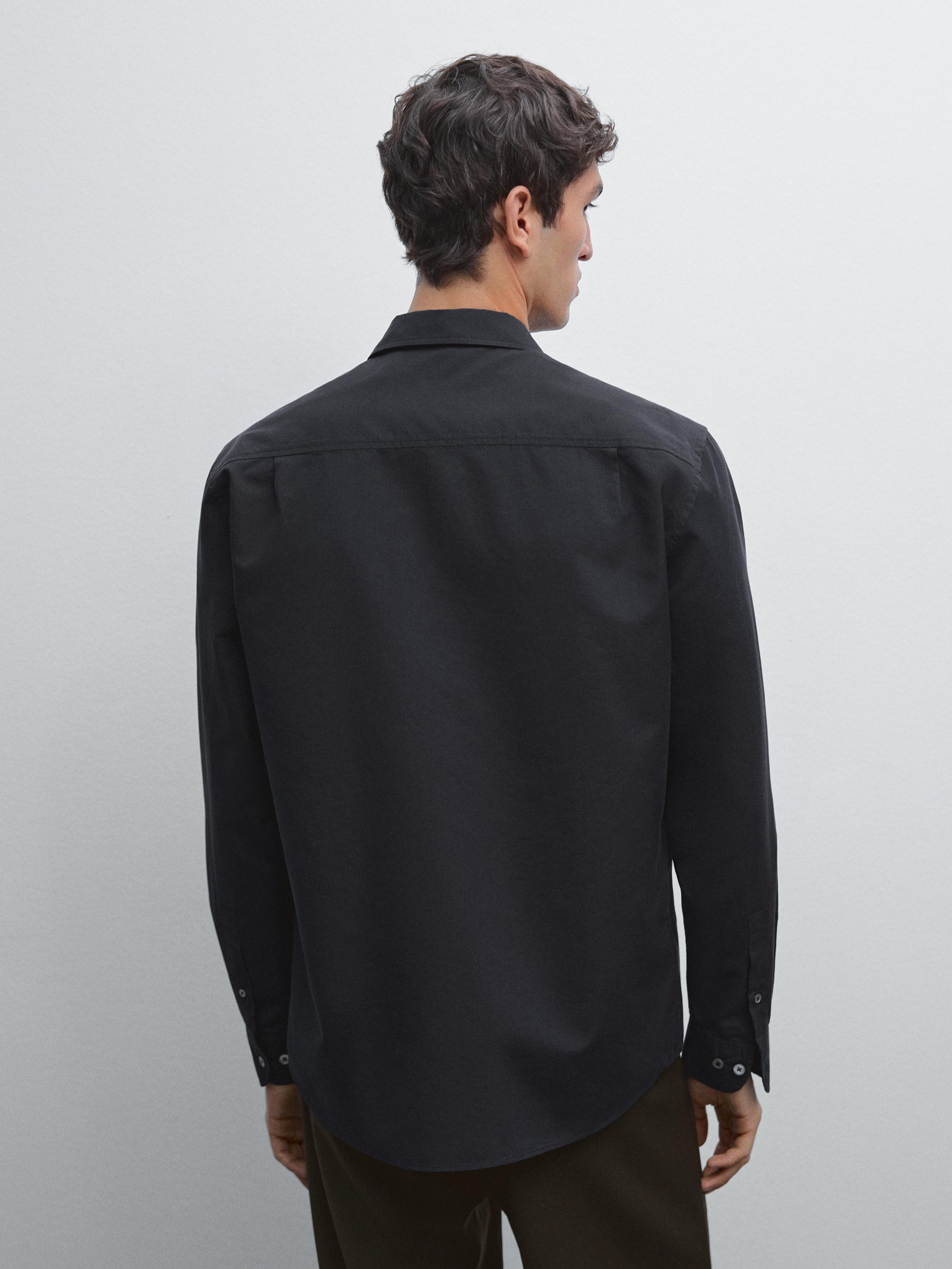 Regular-Fit-Hemd aus Baumwoll-Seidenmischgewebe