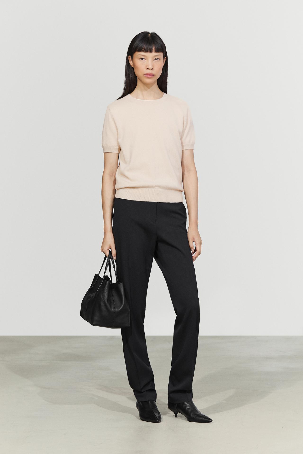 Knit 100% cashmere crew neck sweater — BEIGE
