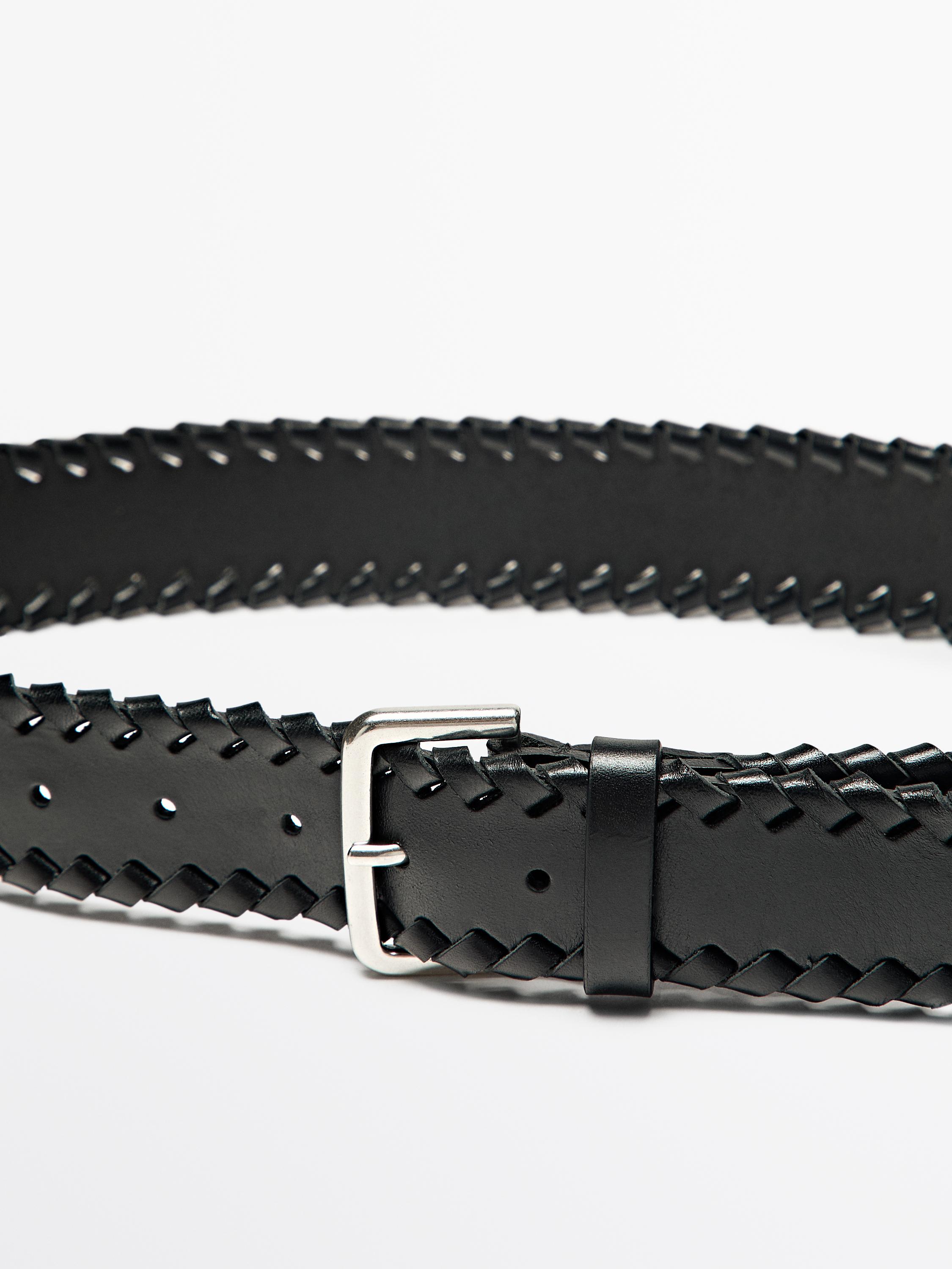 Nappa leather belt with braided detail