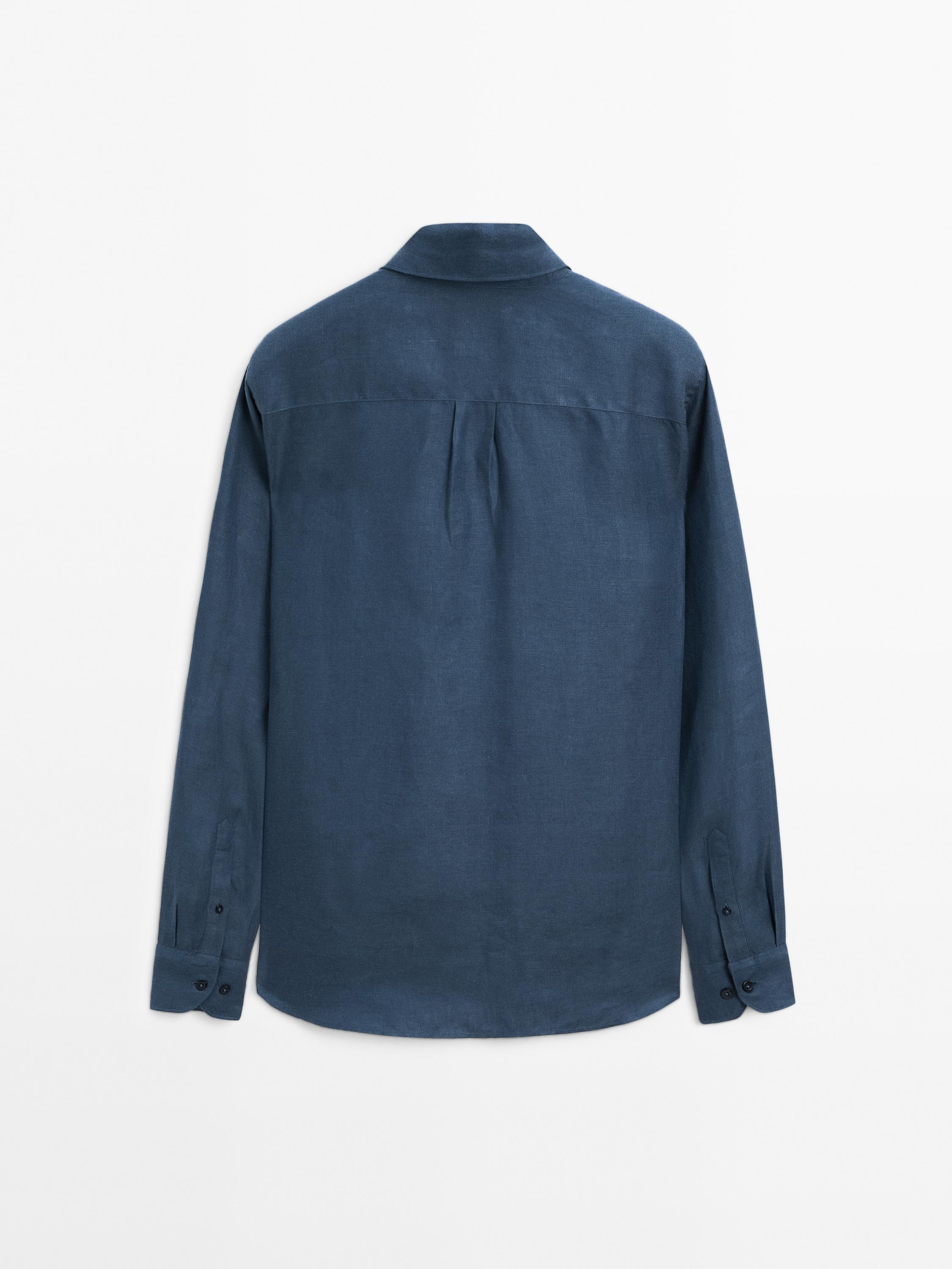 ★MASSIMO DUTTI★ リネン スリムシャツ 青 00175771400-o3.jpg?ts=