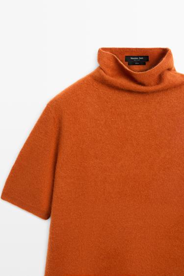 100% wool oversize short-sleeve knit sweater — BURNT ORANGE 4