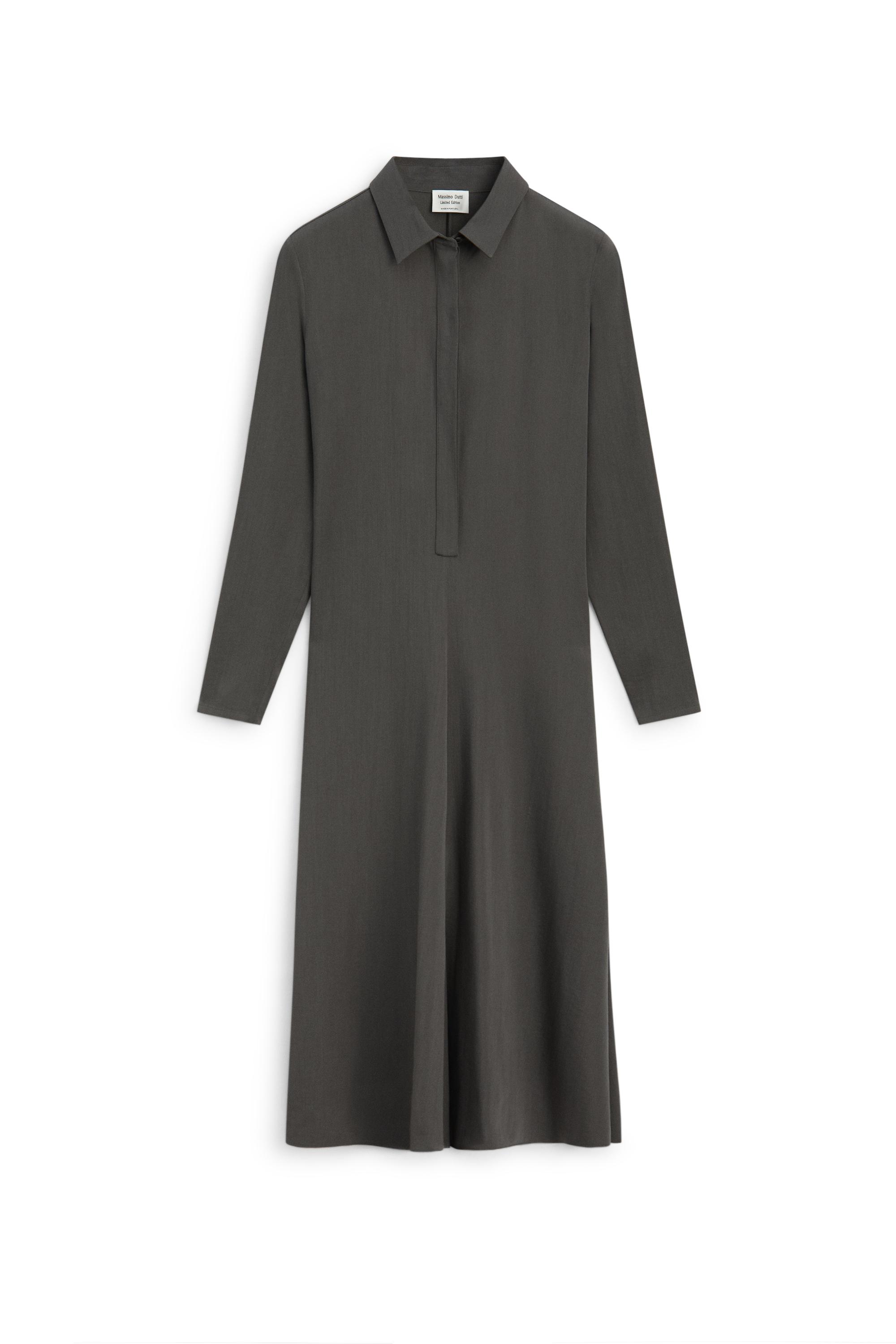 Flowing wool blend shirt dress - LIMITED EDITION by Massimo Dutti