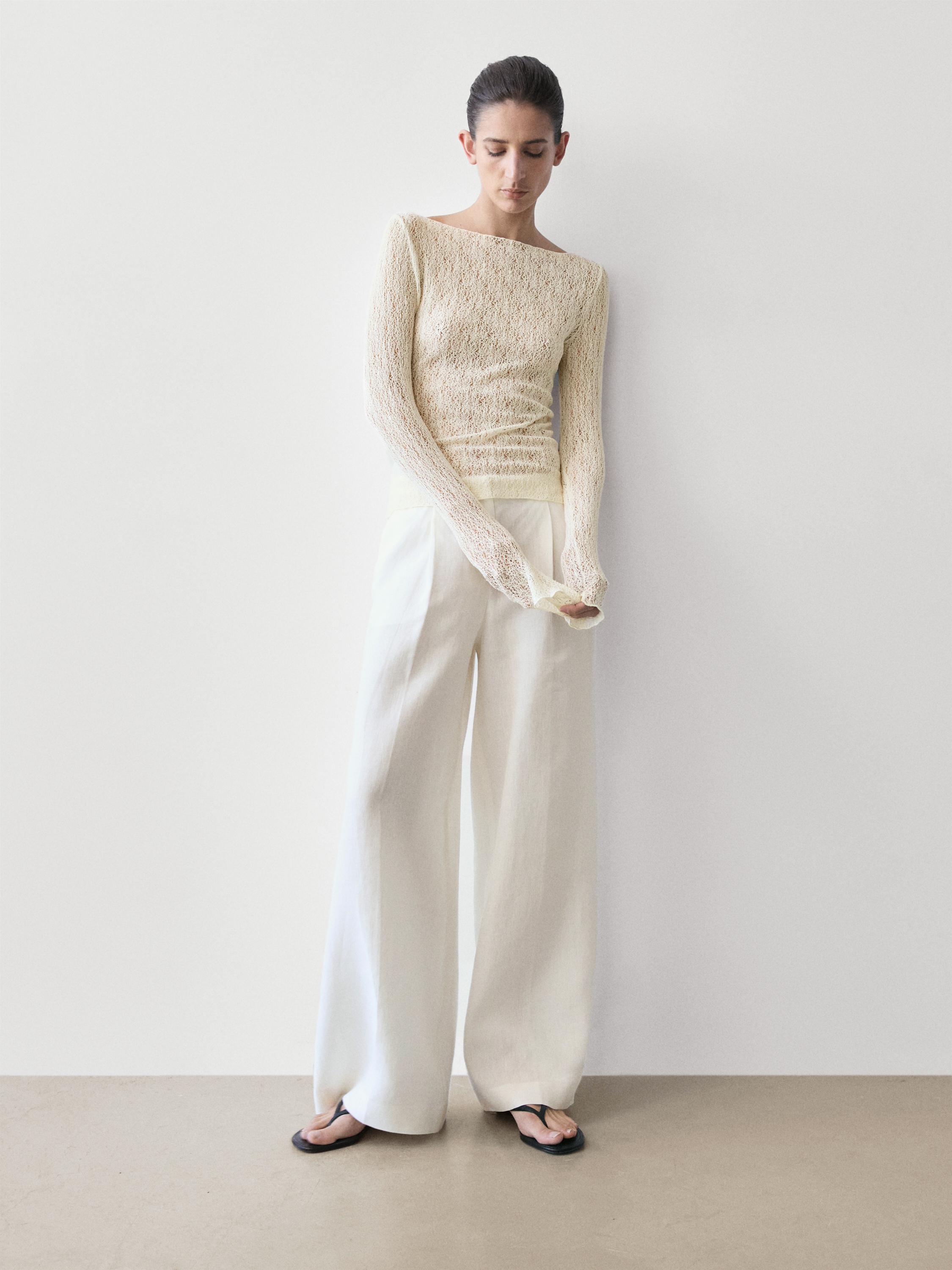 T-shirt scollo a barchetta con dettaglio in pizzo