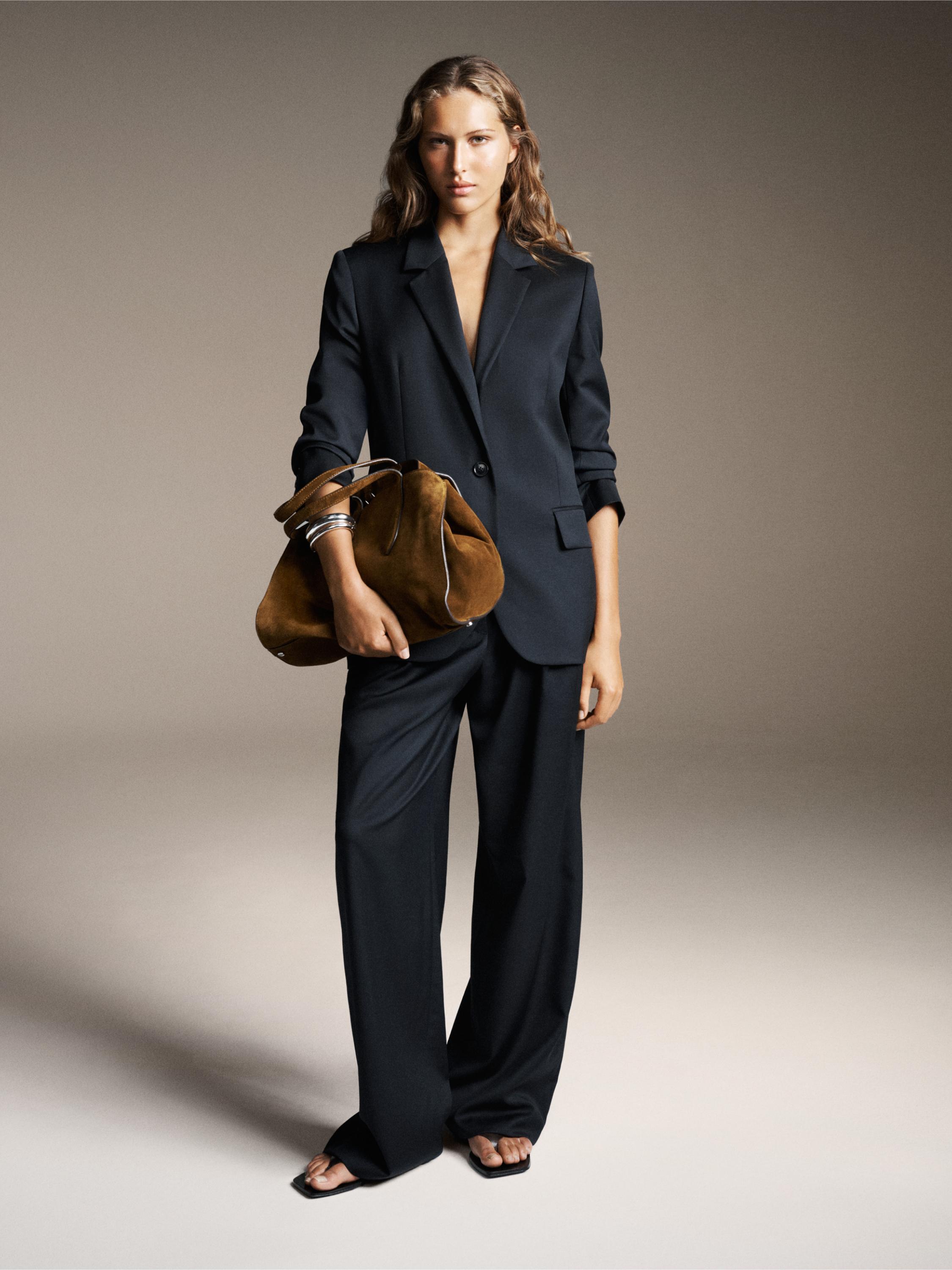 Pleated extra fine wool trousers — NAVY BLUE