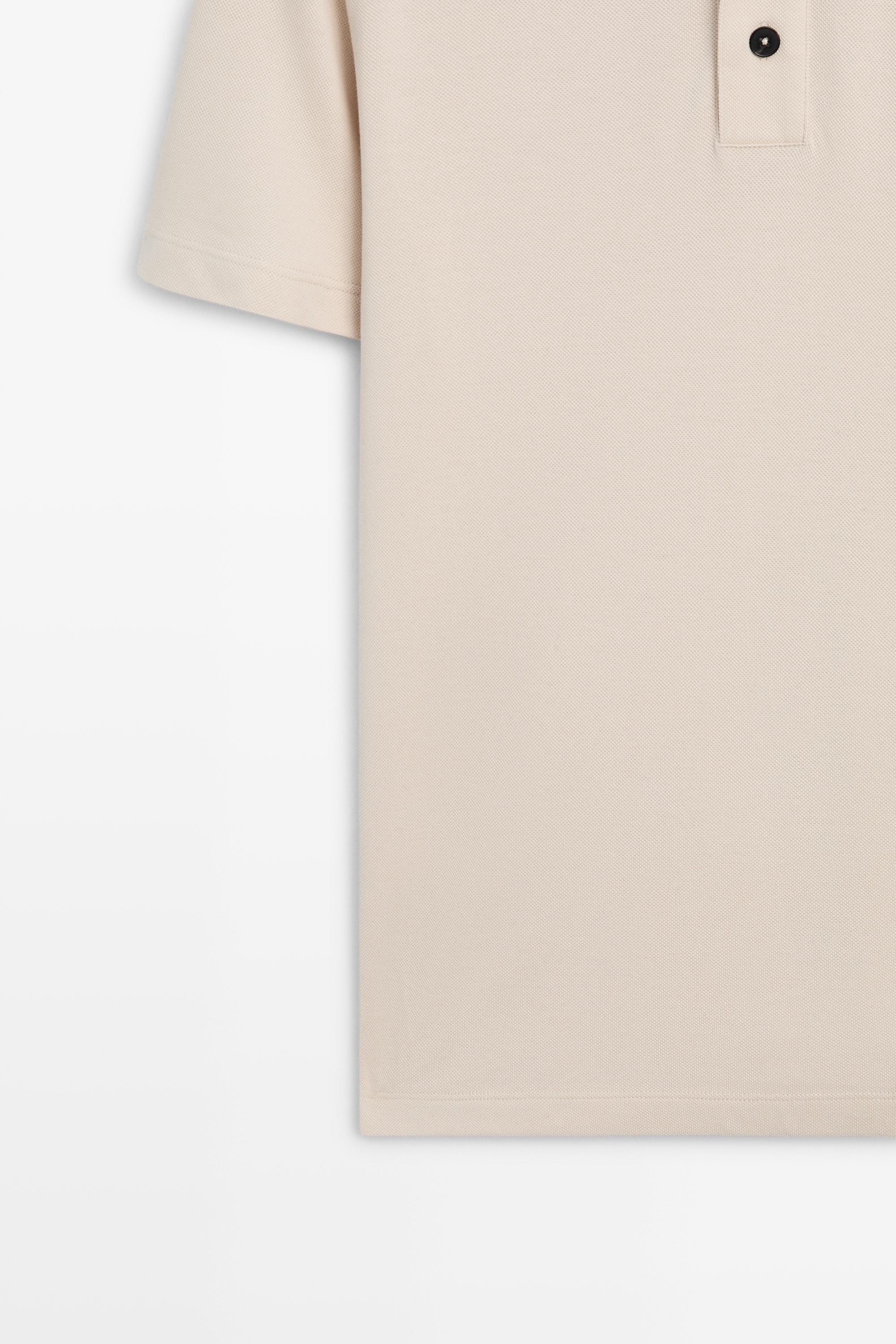 Piqué 100% cotton polo shirt — STONE