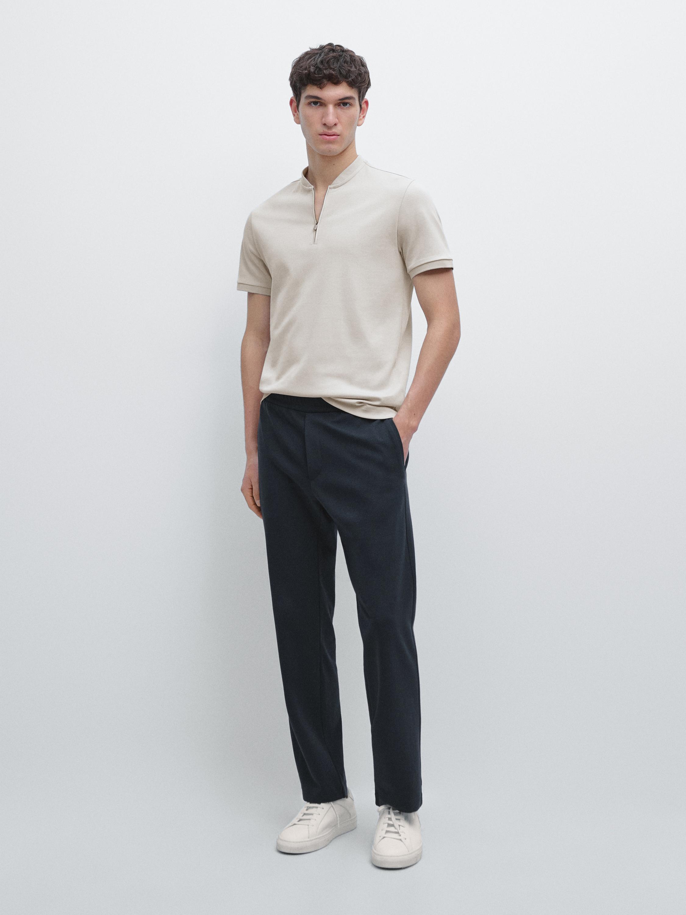 Polo col zippé en coton