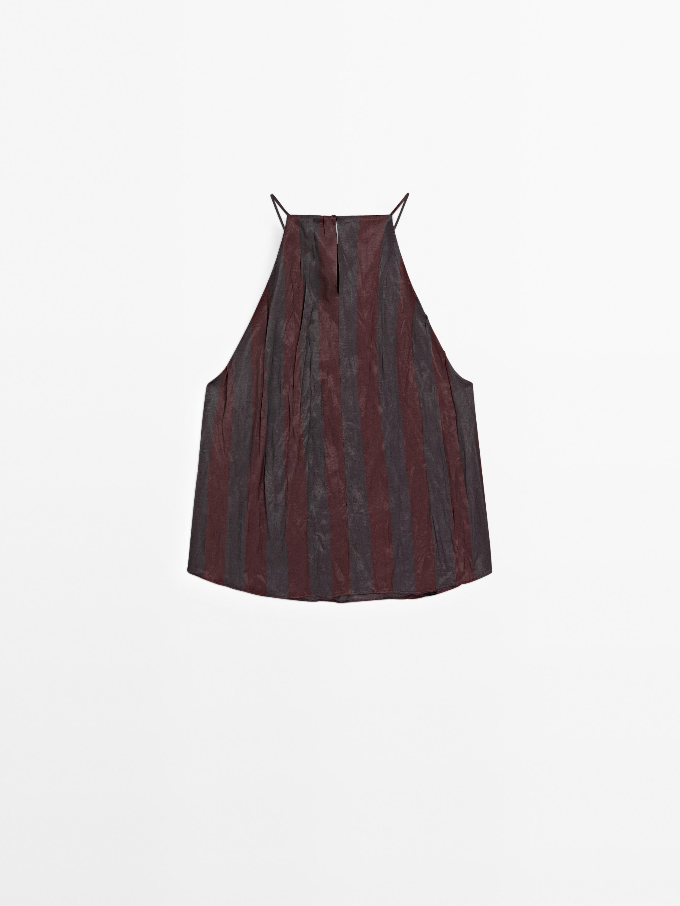 Striped flowing halter top