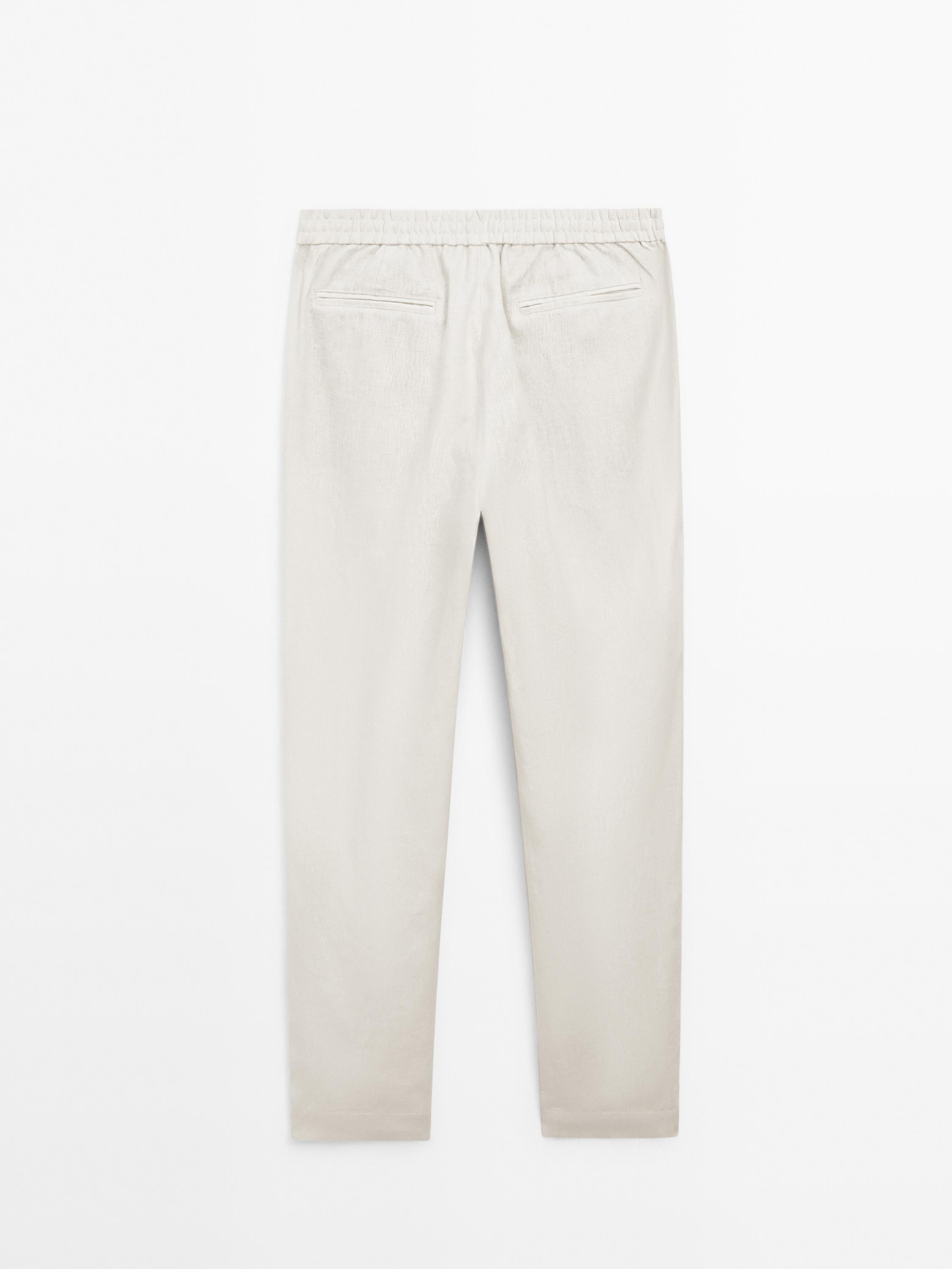 100% linen jogger trousers