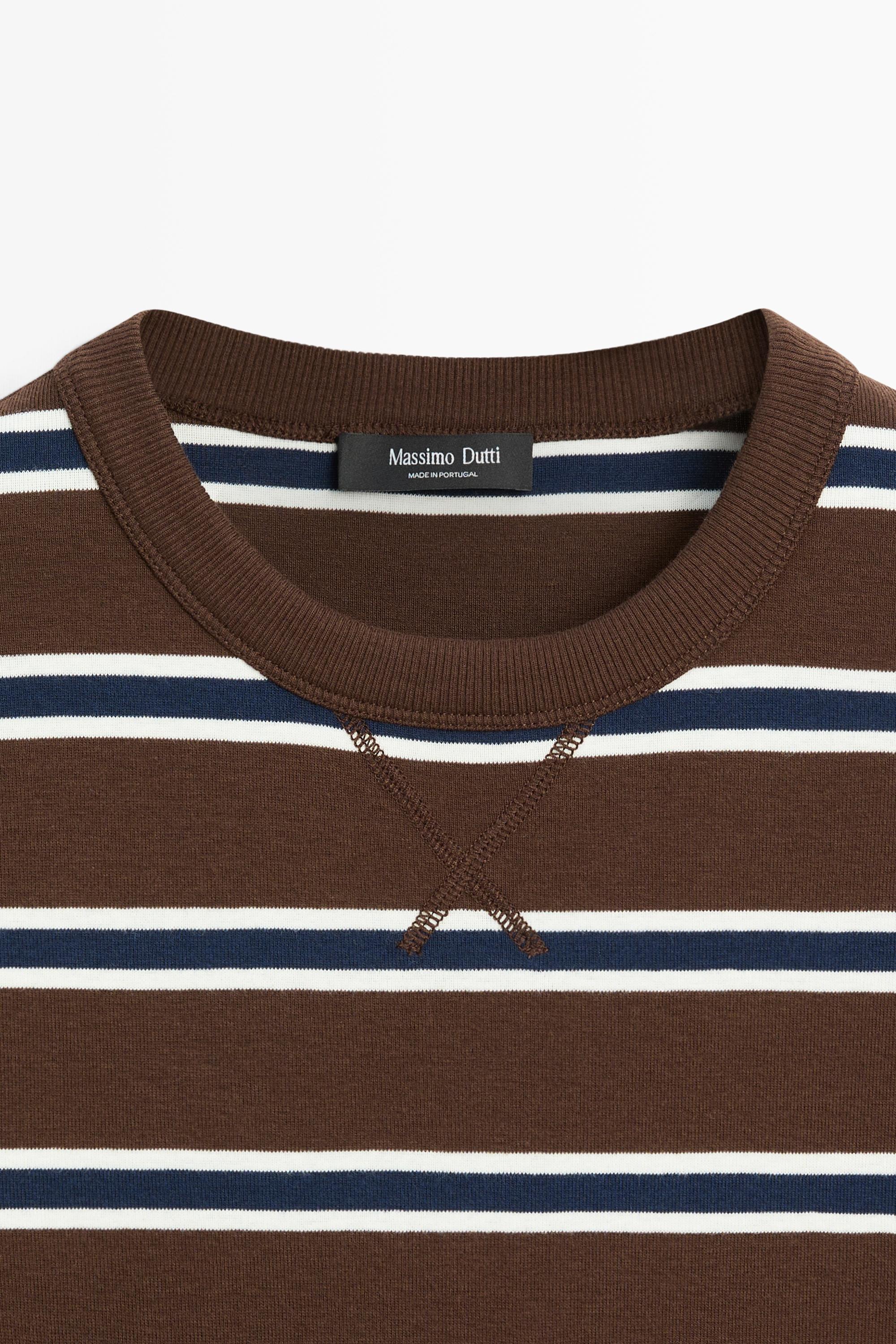 Striped interlock sweatshirt — BROWN