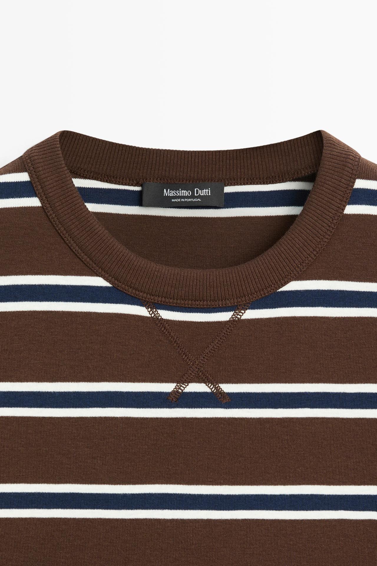 Striped interlock sweatshirt — BROWN