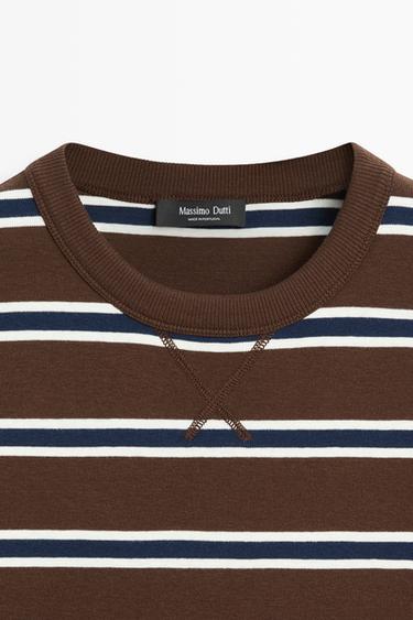 Striped interlock sweatshirt — BROWN 4
