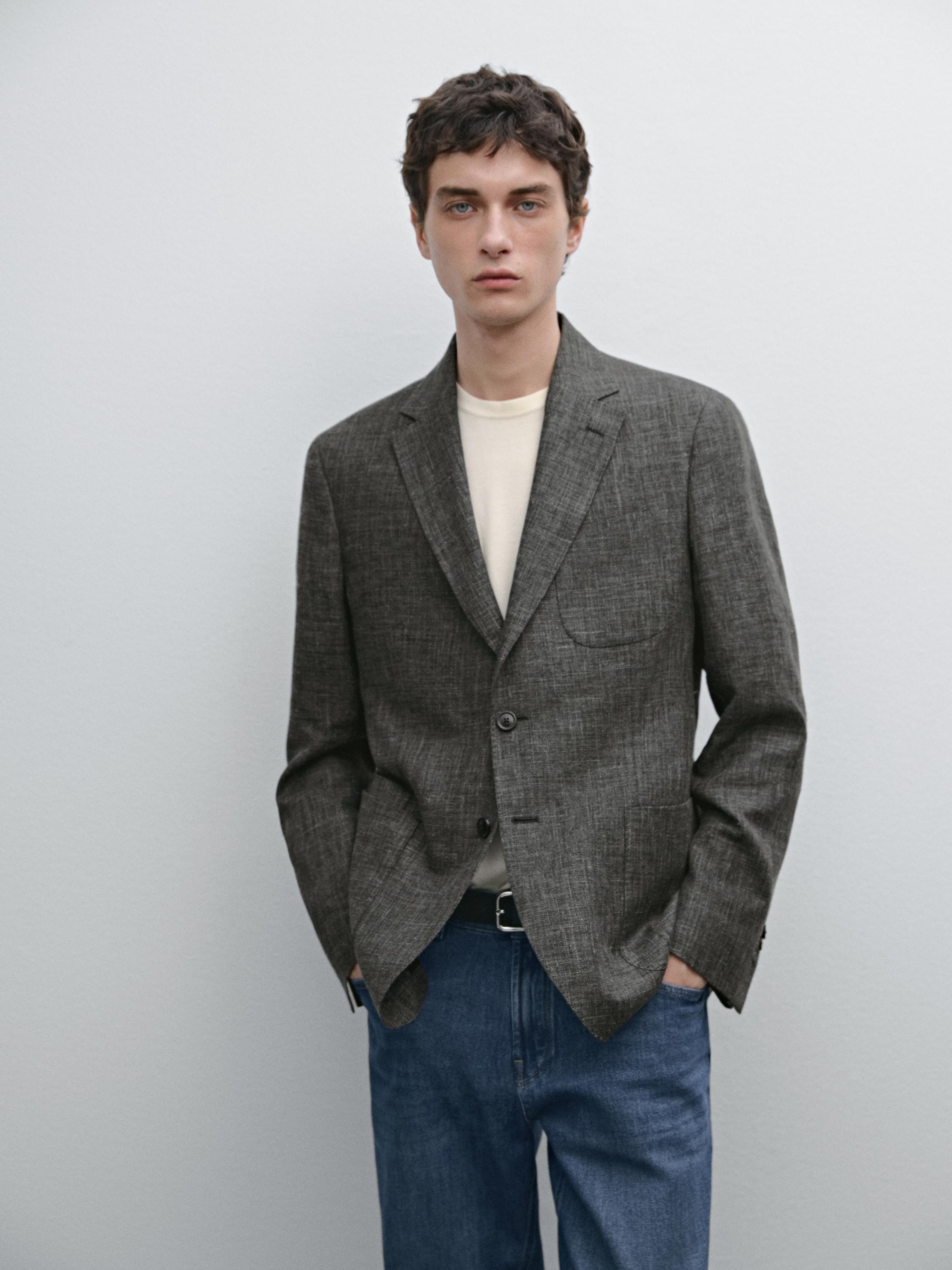 Linen and cotton blend blazer