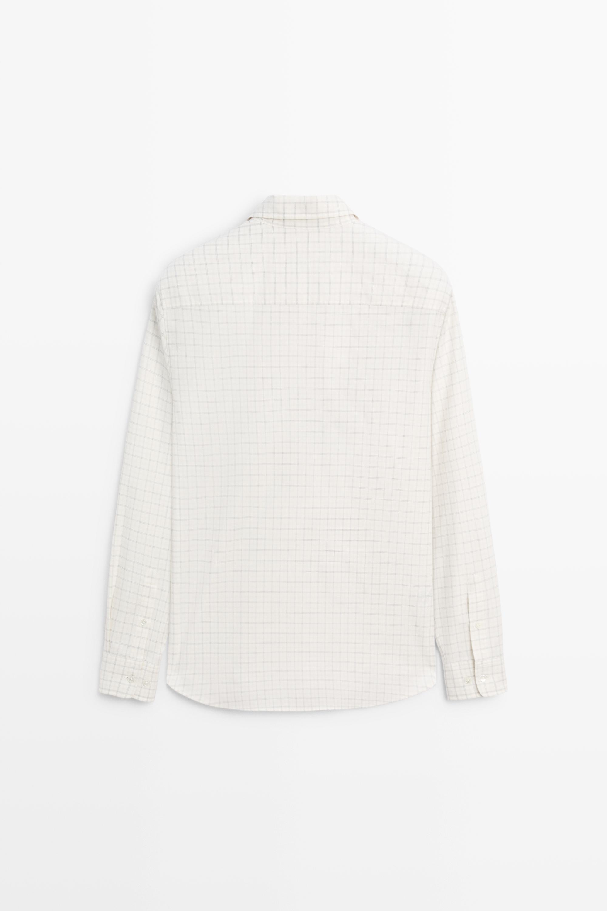 100% Cotton Regular Fit Check Shirt — Ecru
