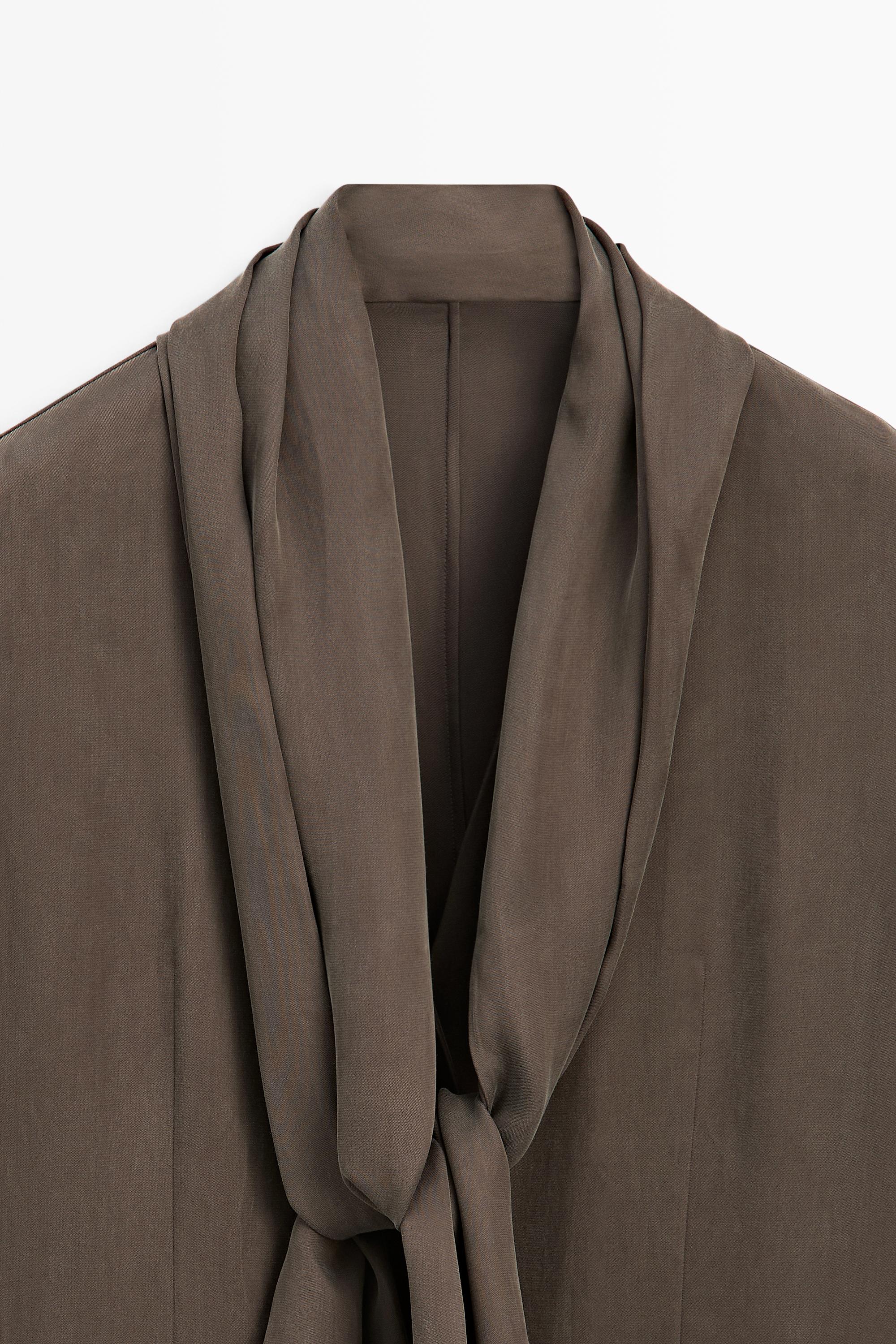 Total look flowing overshirt with tie detail — PLUM