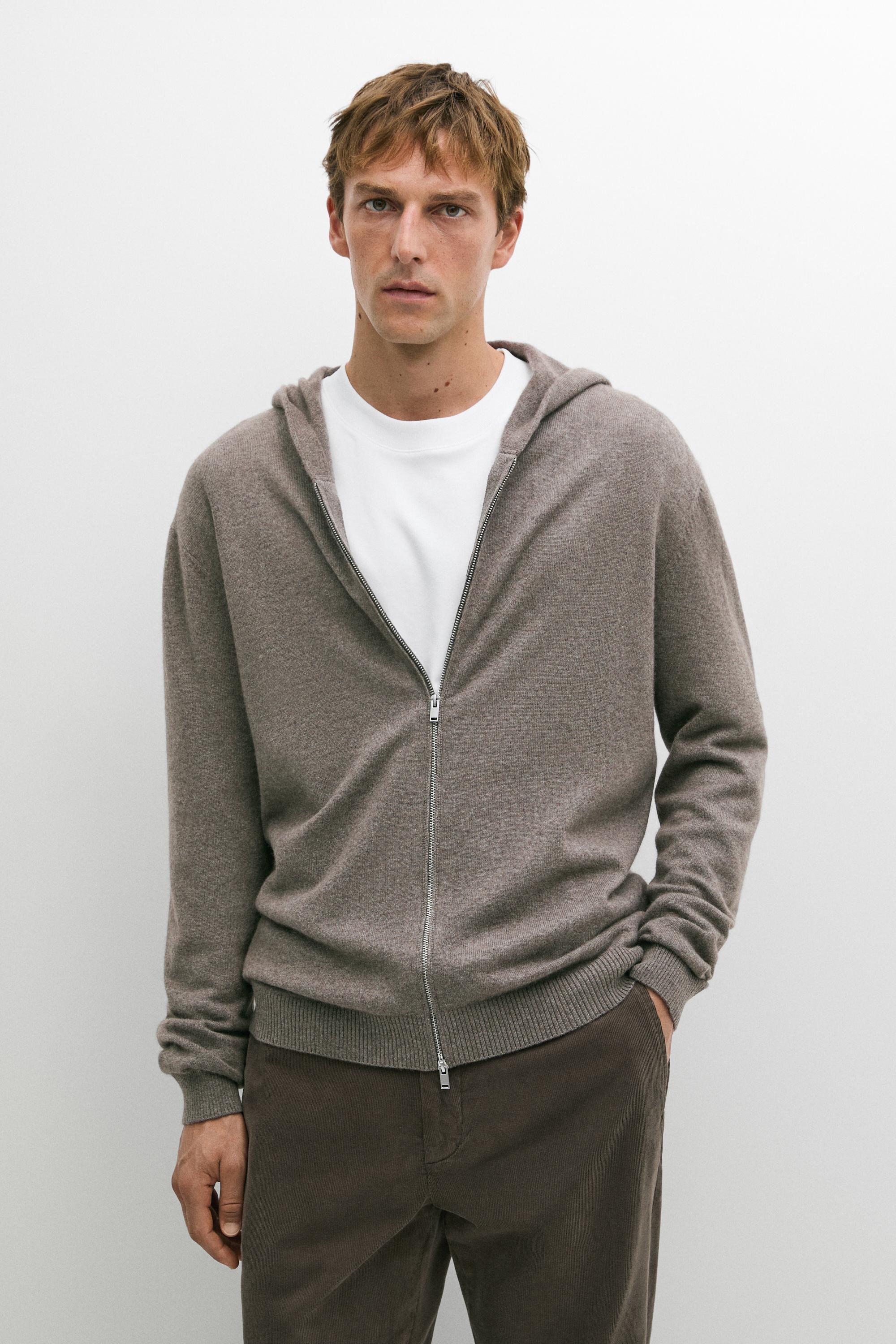 100% cashmere hooded knit cardigan