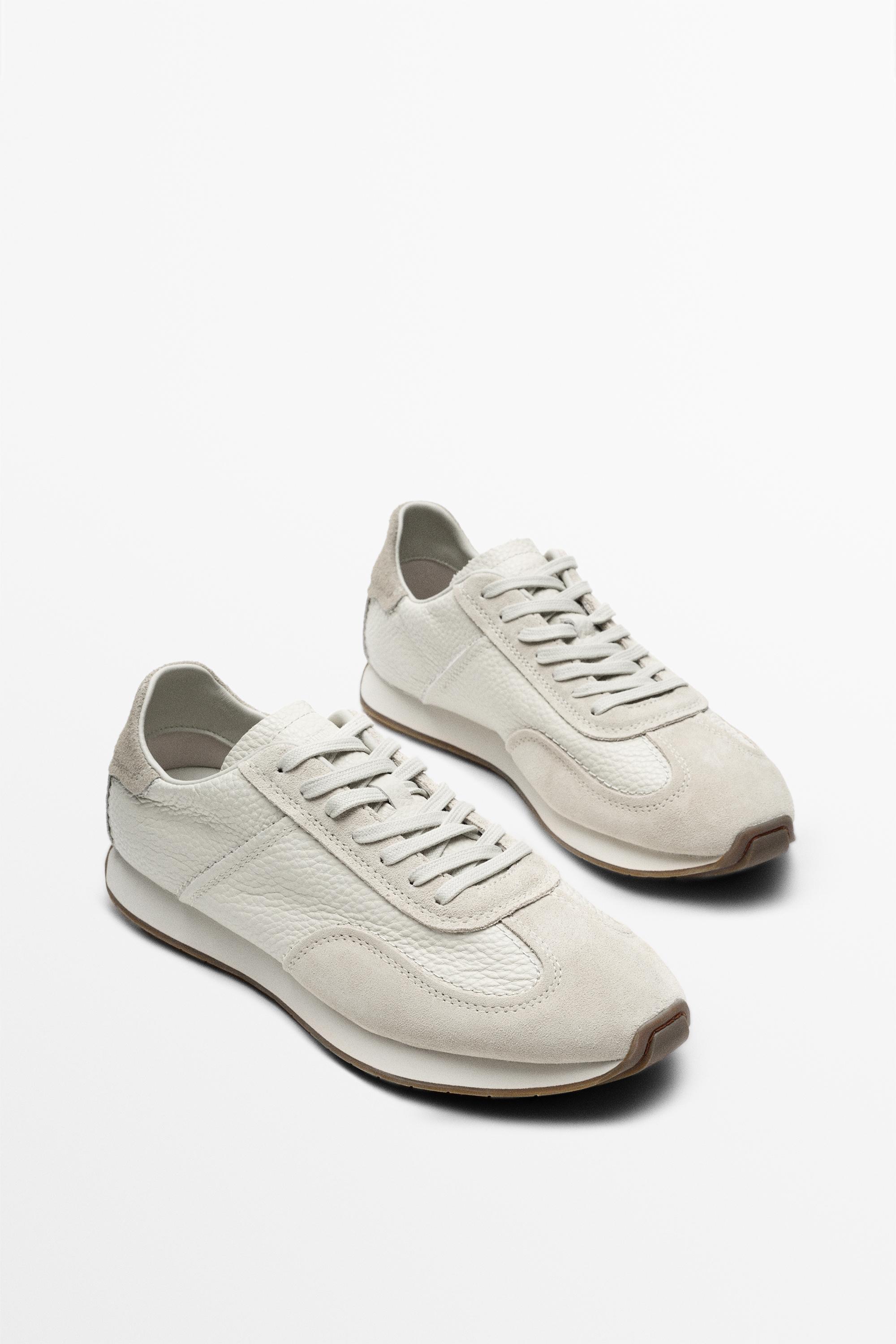 Milled nappa leather sneaker — WHITE