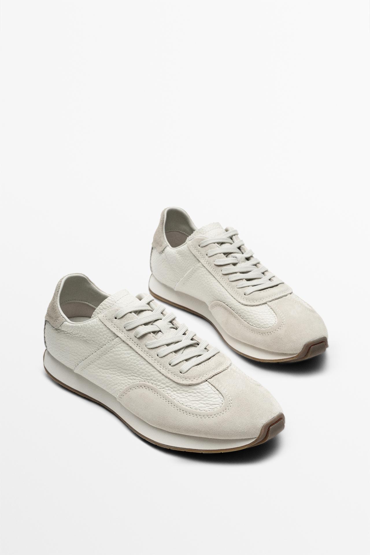 Milled nappa leather sneaker — WHITE