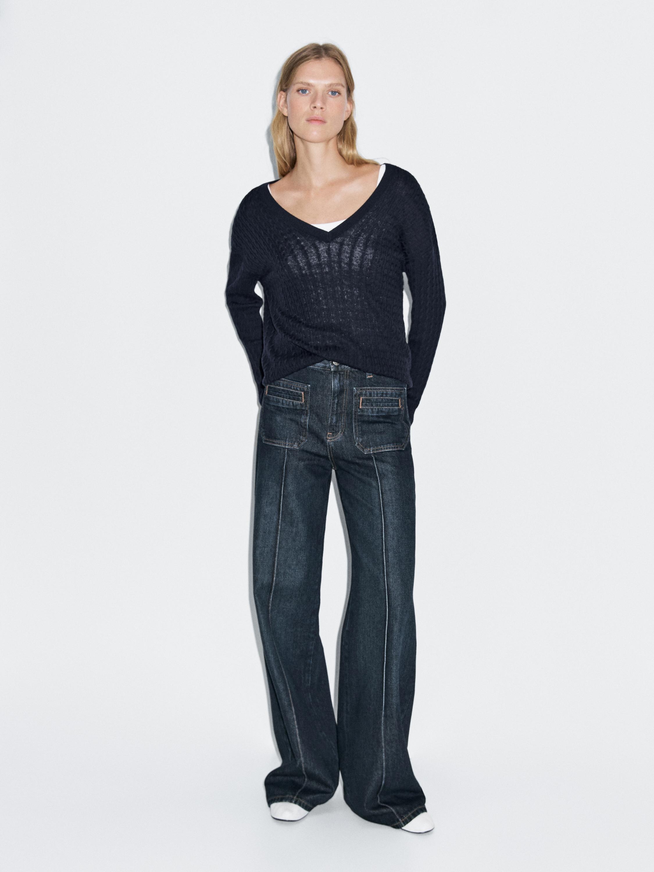 Mid-rise wide-leg jeans