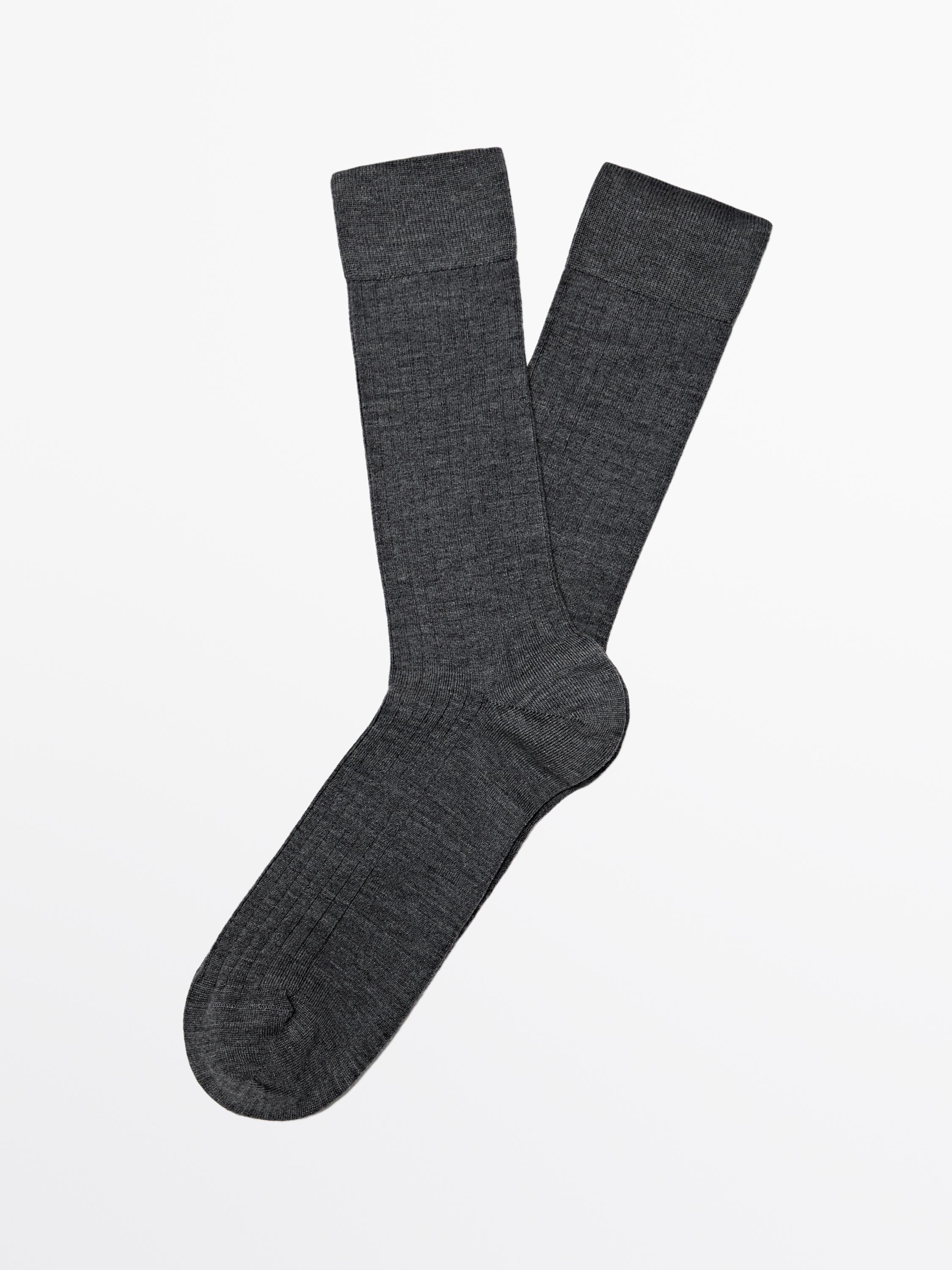 Ribbed knit wool blend socks