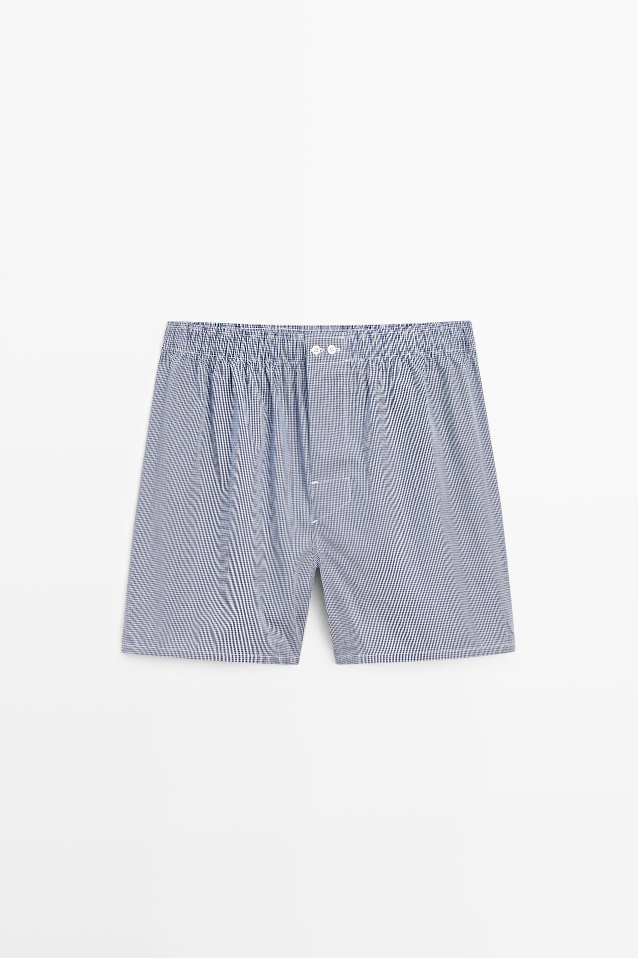 100% cotton micro-check boxers — NAVY BLUE
