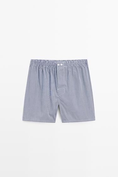 100% cotton micro-check boxers — NAVY BLUE 1