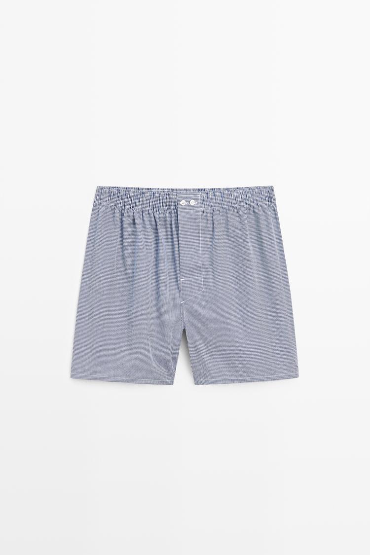 100% cotton micro-check boxers — NAVY BLUE