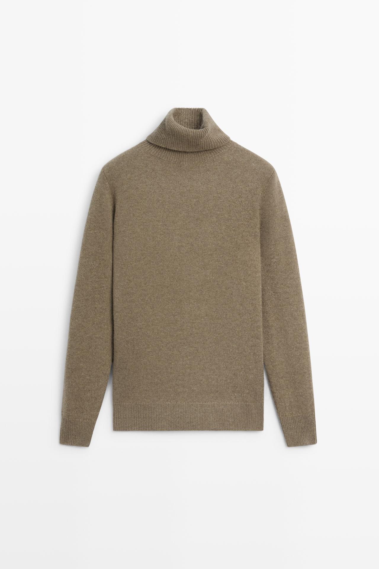 Wool blend turtleneck knit sweater — GREENISH