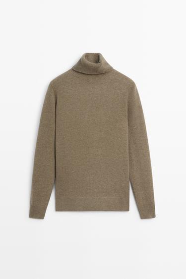Wool blend turtleneck knit sweater — GREENISH 2