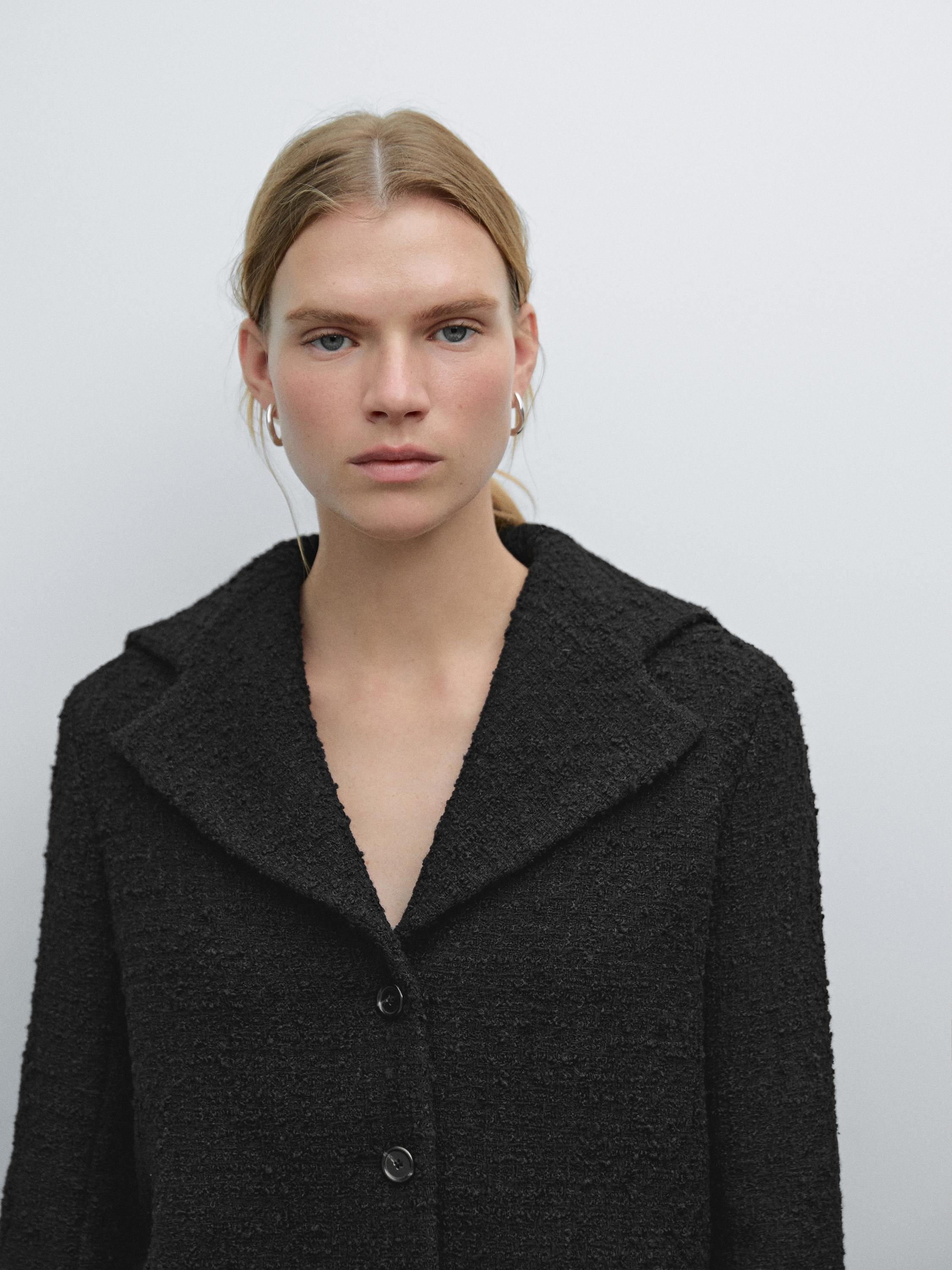 Veste courte à col marin en laine mélangée