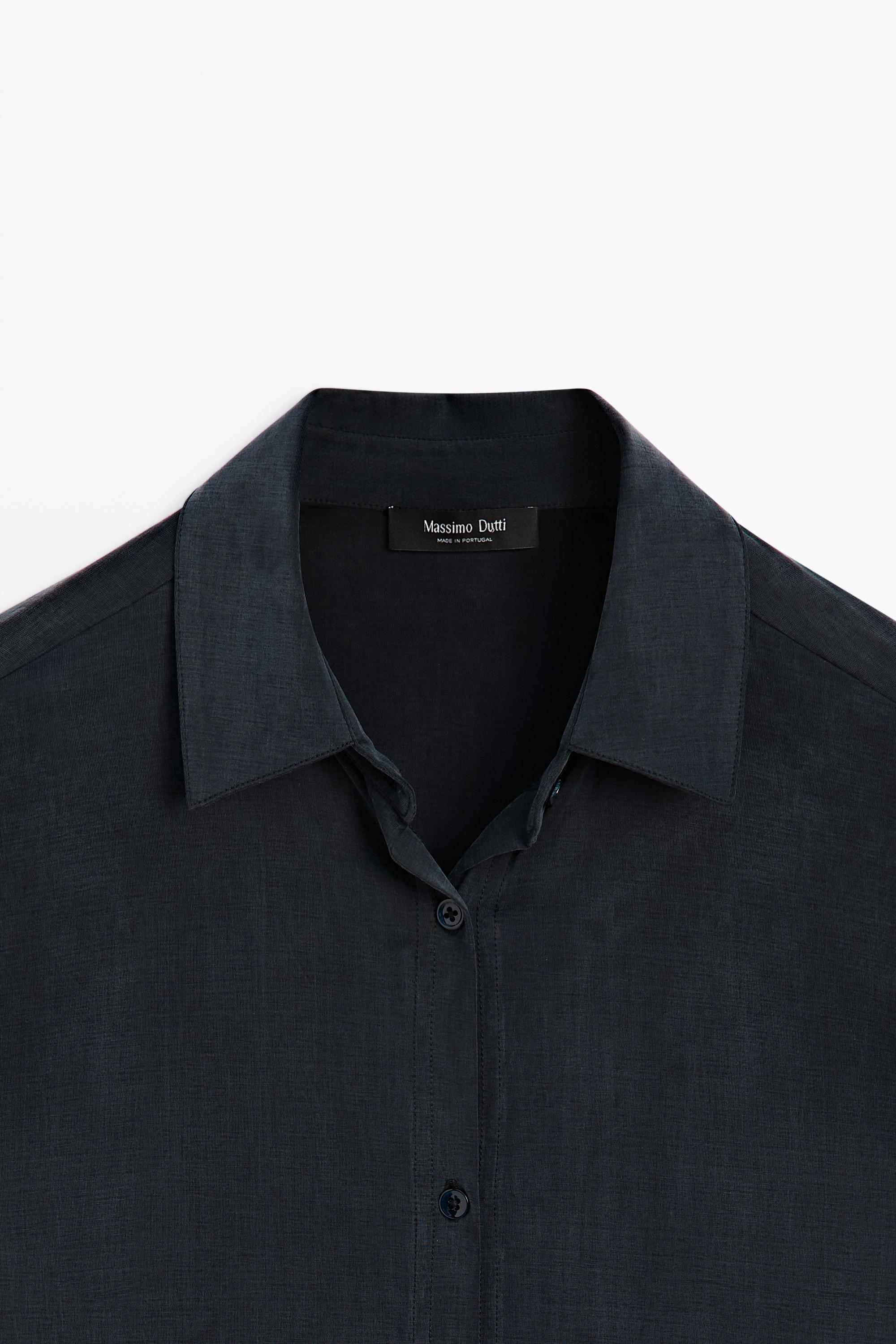 Flowing shirt with shirt collar - STUDIO — BLUE
