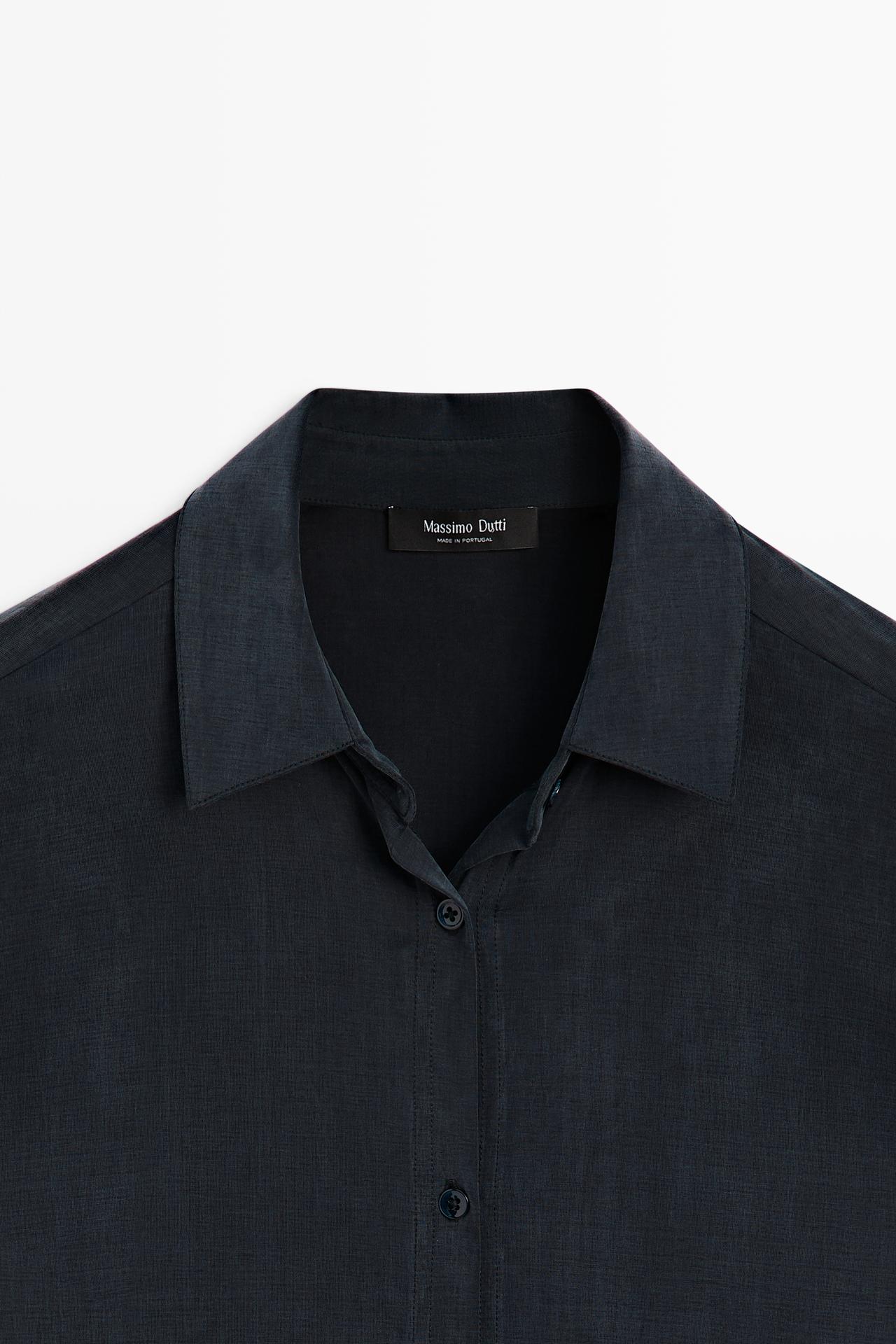 Flowing shirt with shirt collar - STUDIO — BLUE