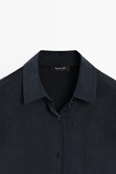 Flowing shirt with shirt collar - STUDIO — BLUE 7