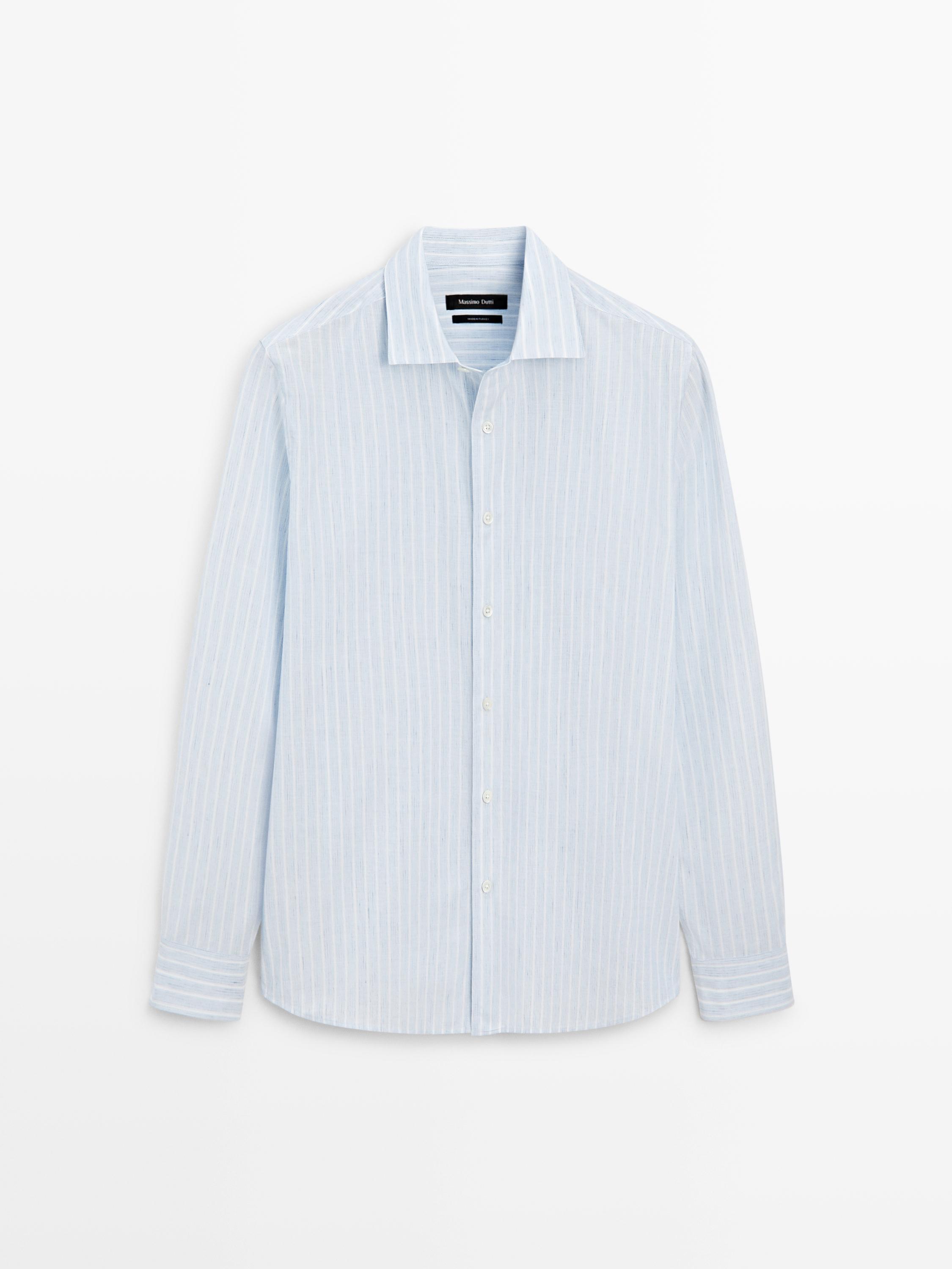 Gestreiftes Hemd aus Baumwollmischgewebe im Regular-Fit