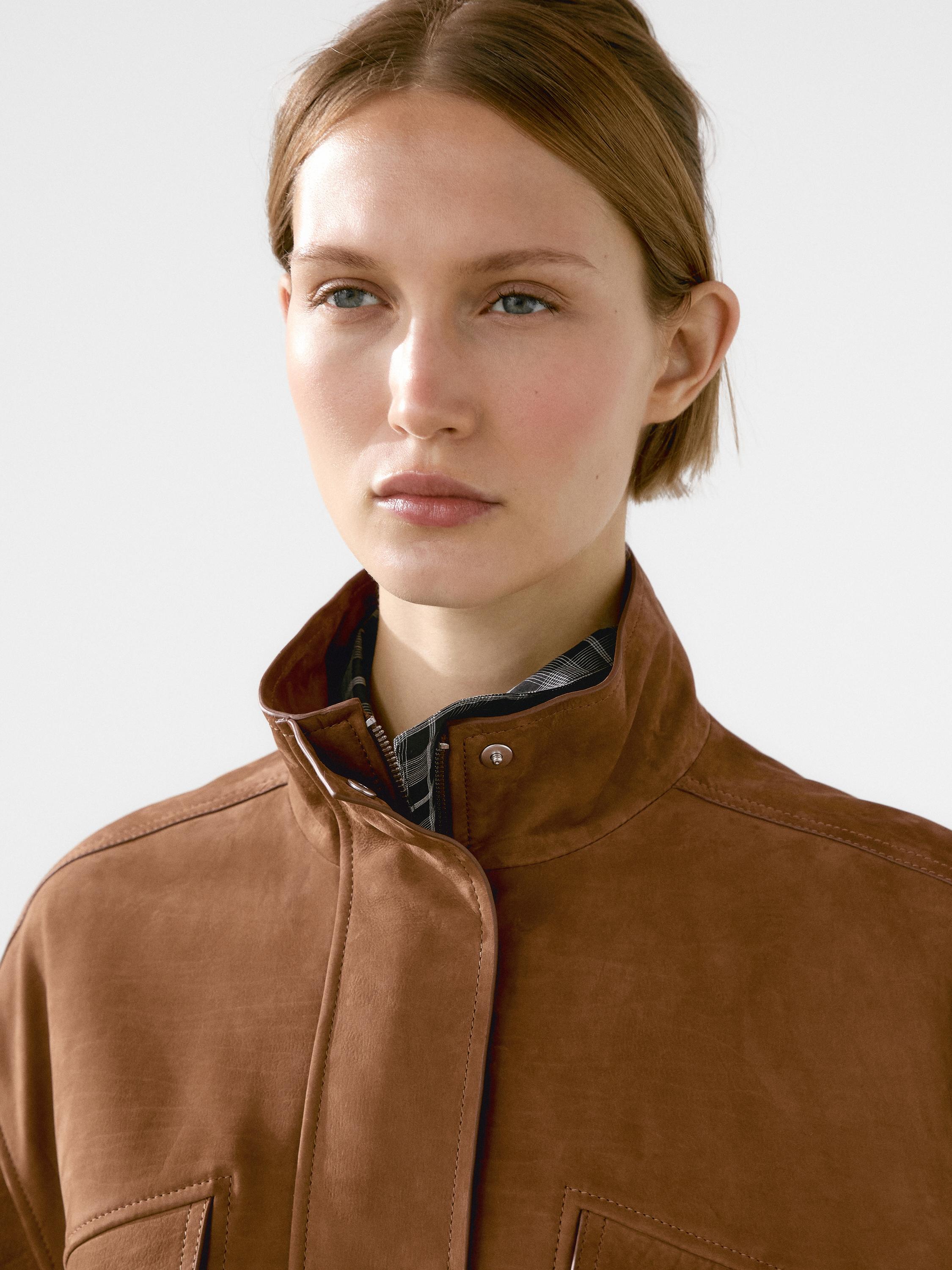 Nubuck suede leather bomber jacket