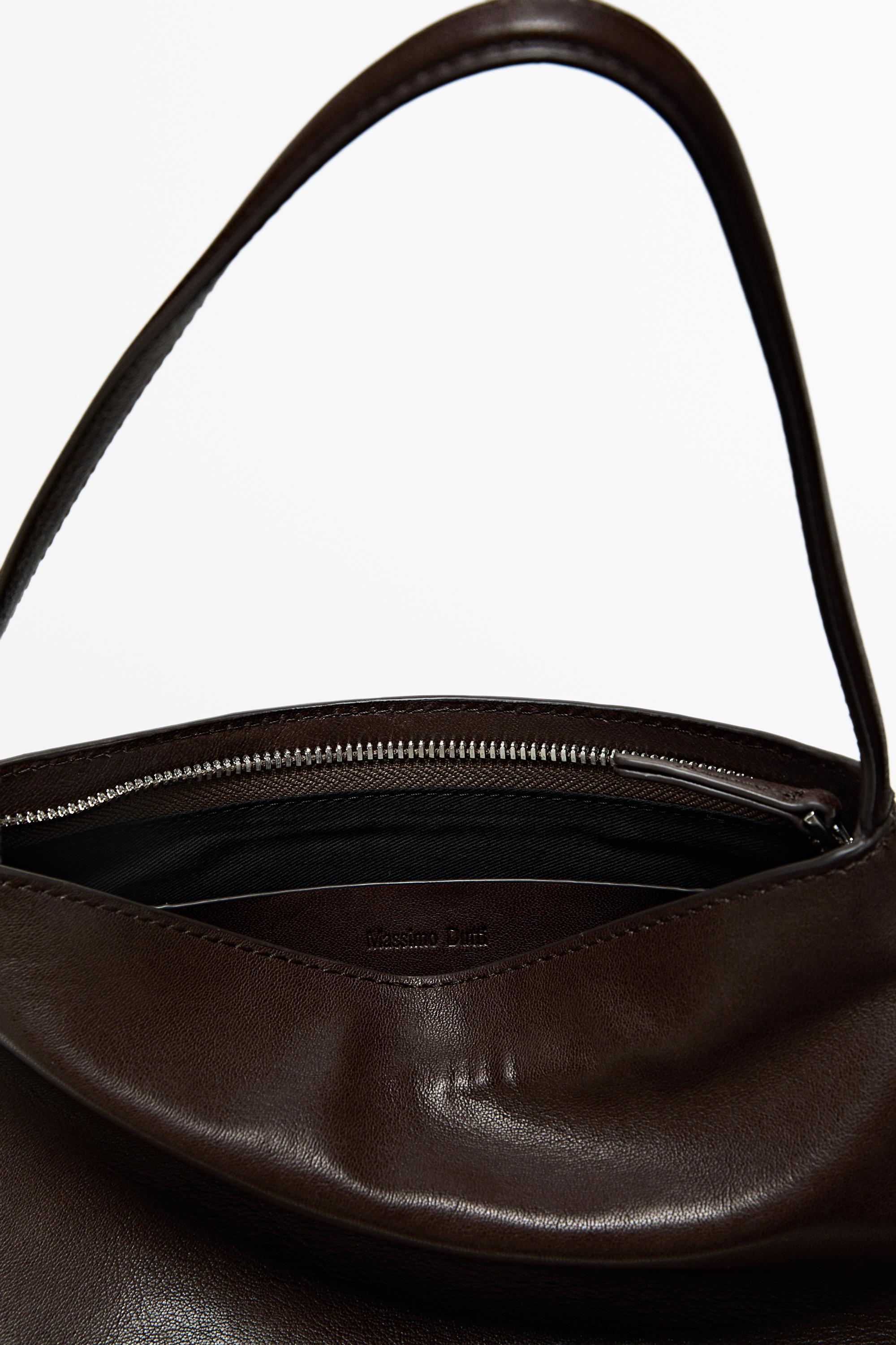 Small nappa leather shoulder bag — BROWN