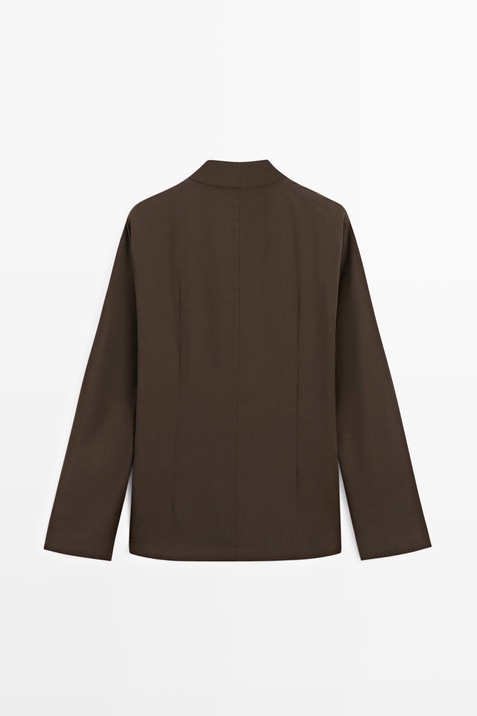 Flowing blouse with draped detail — BROWN