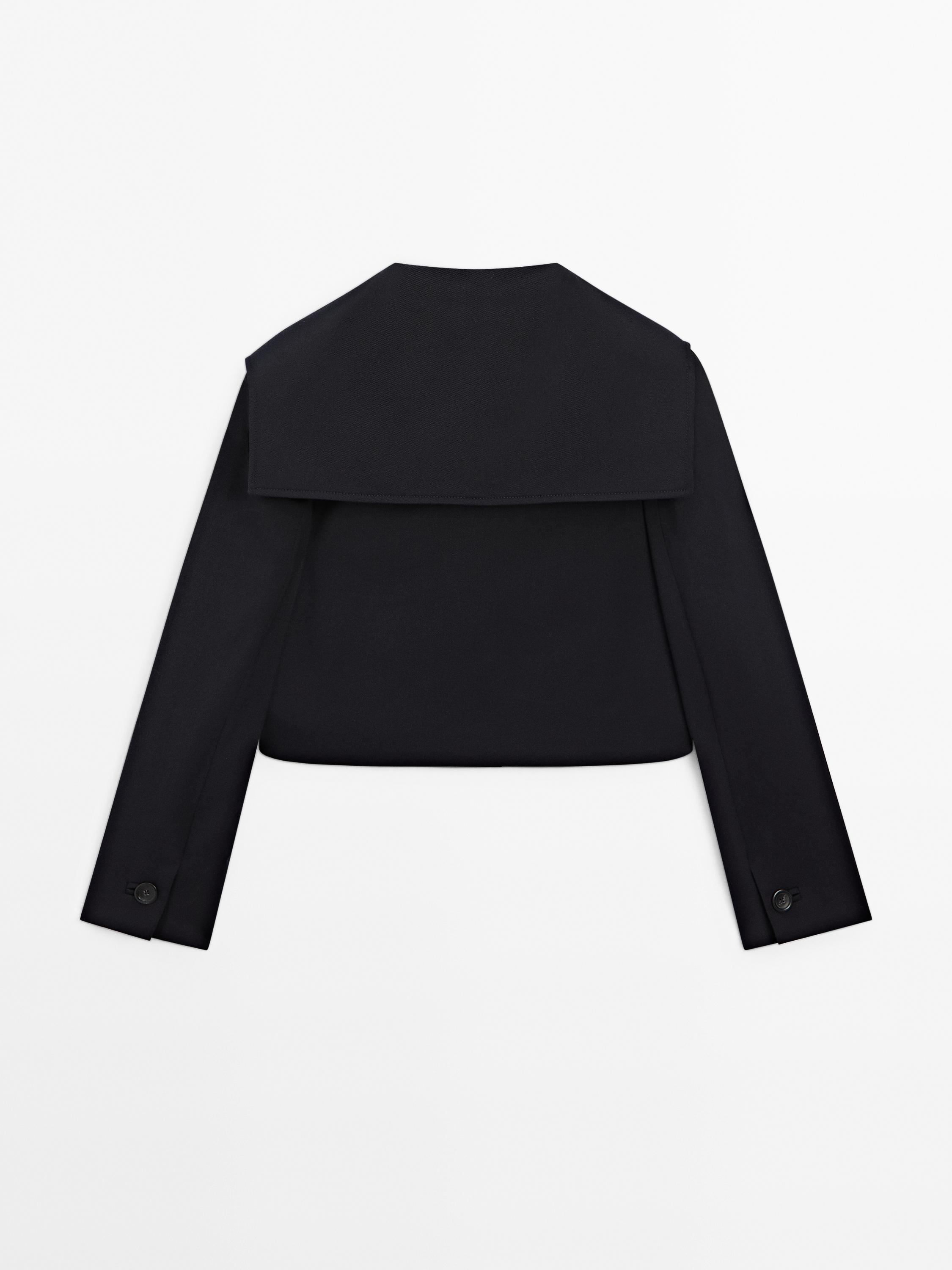 Wool blend sailor collar jacket