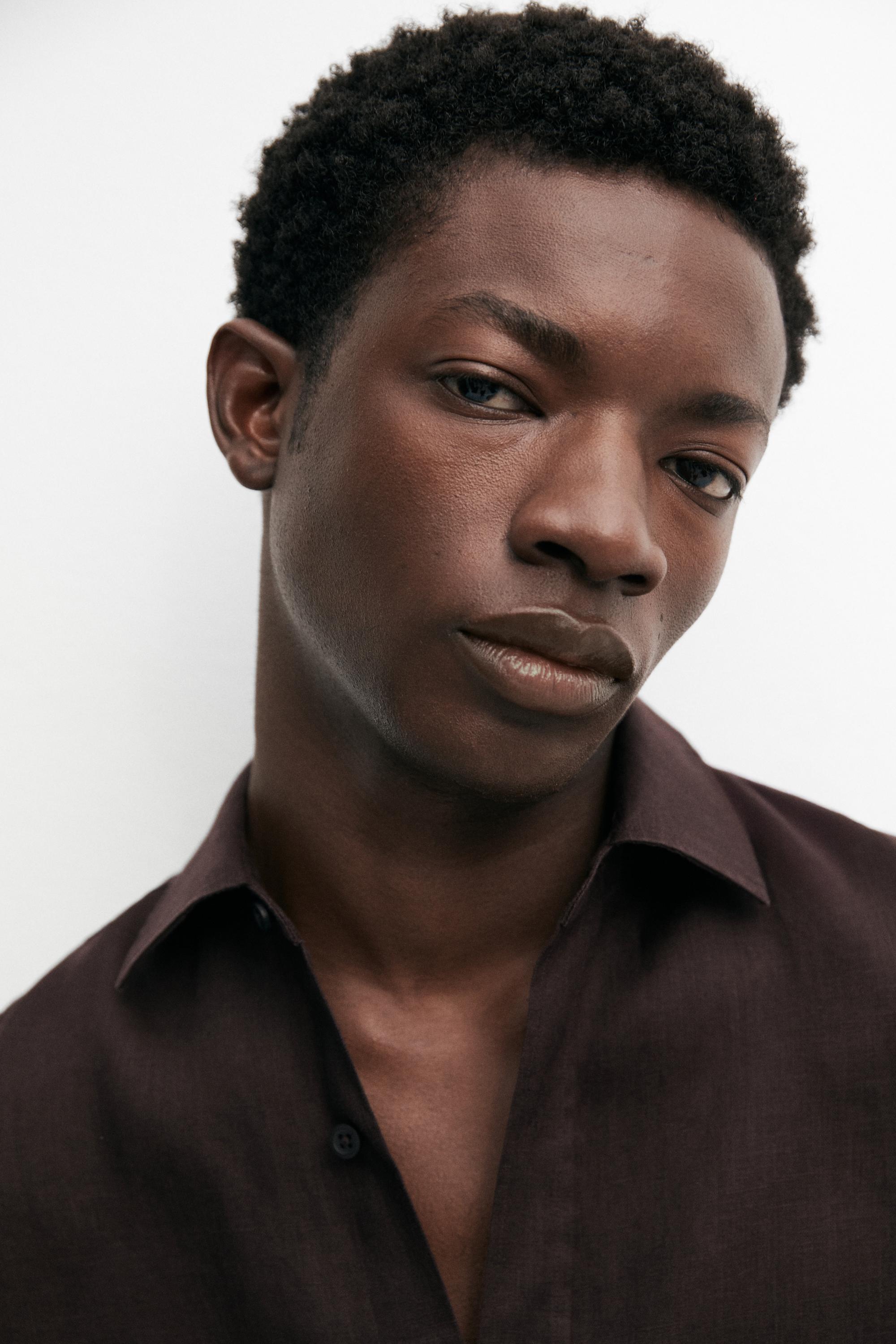 100% linen slim fit shirt — BURGUNDY