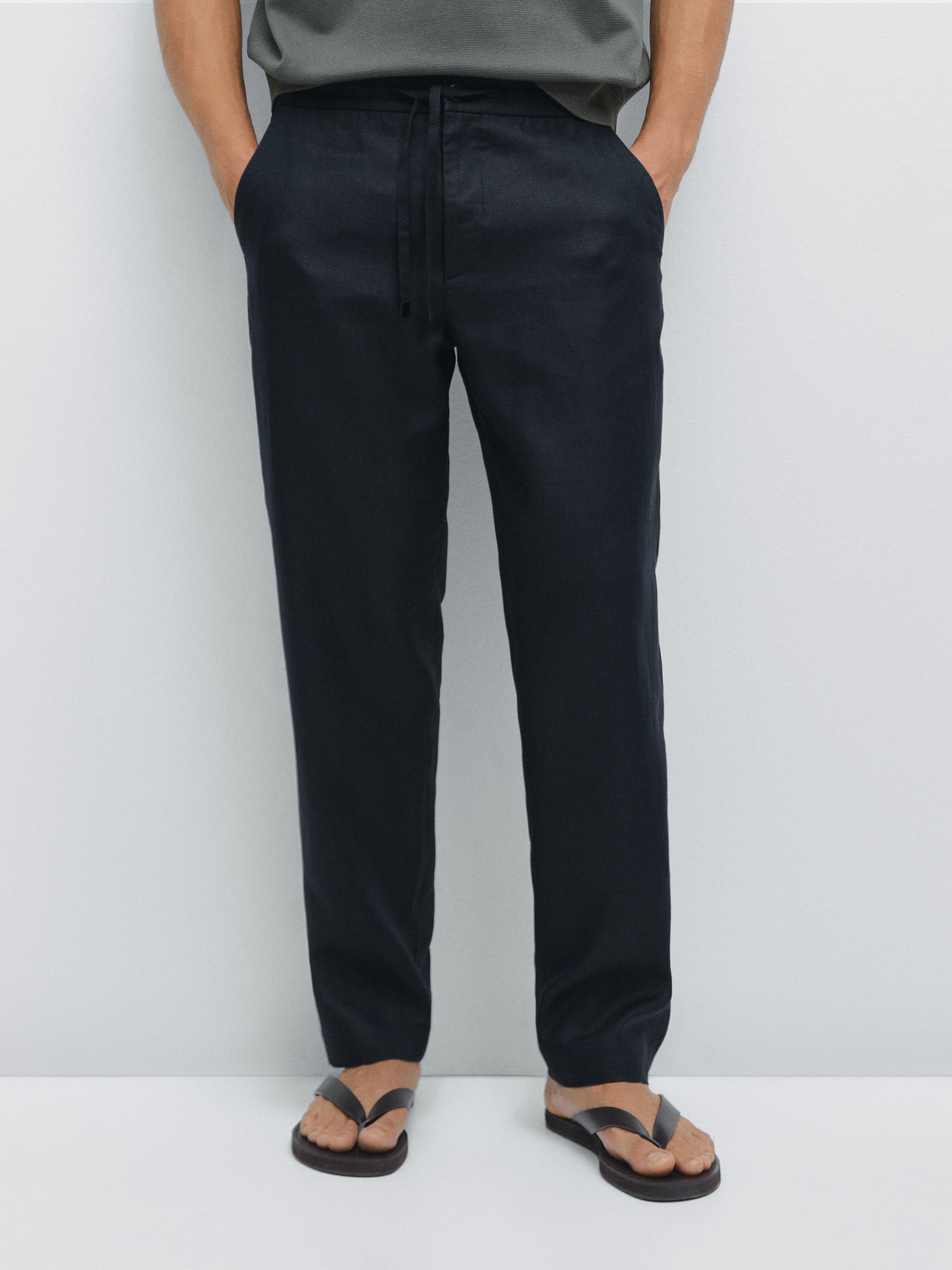 100% linen jogger trousers