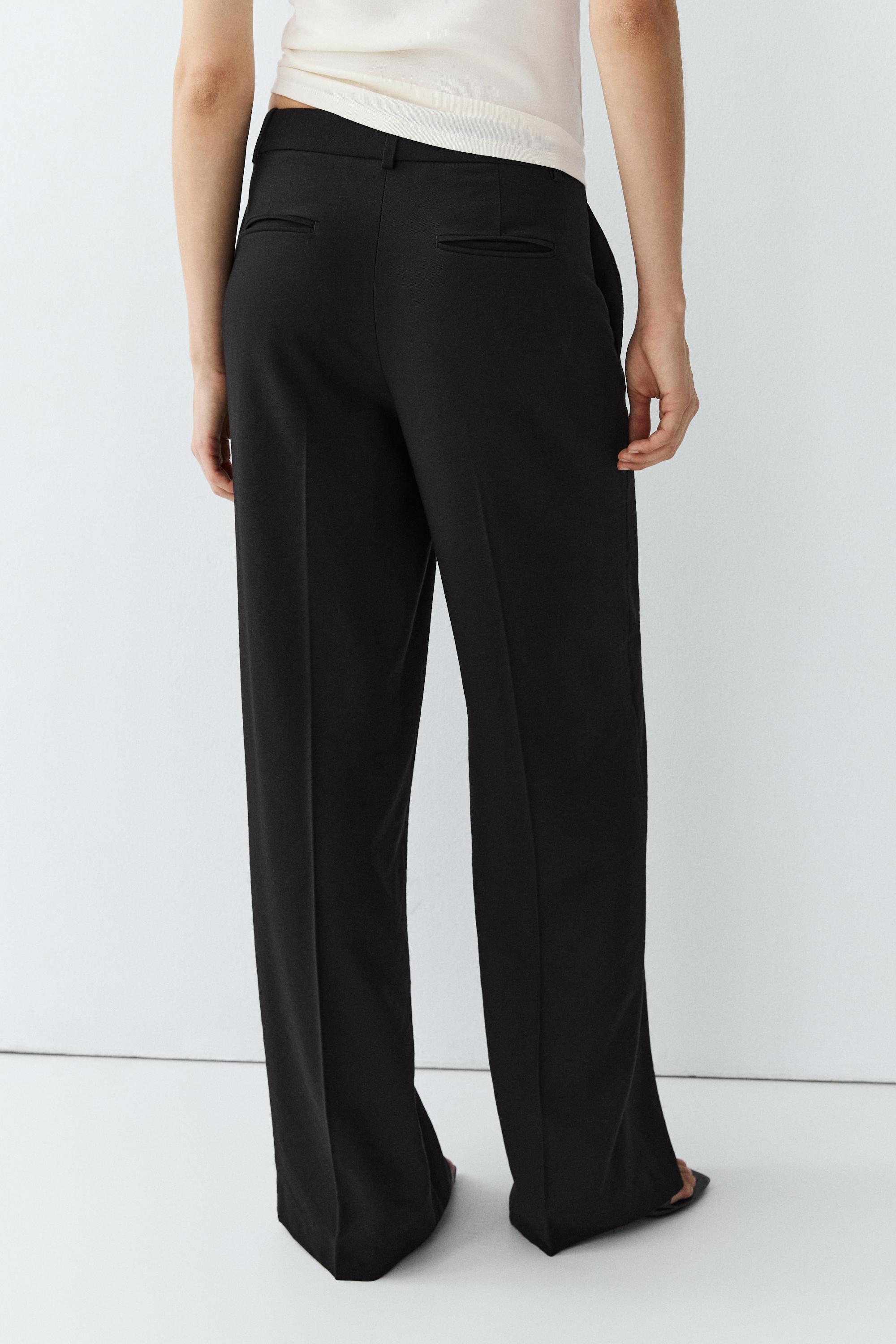 Flowing straight-leg pants — BLACK