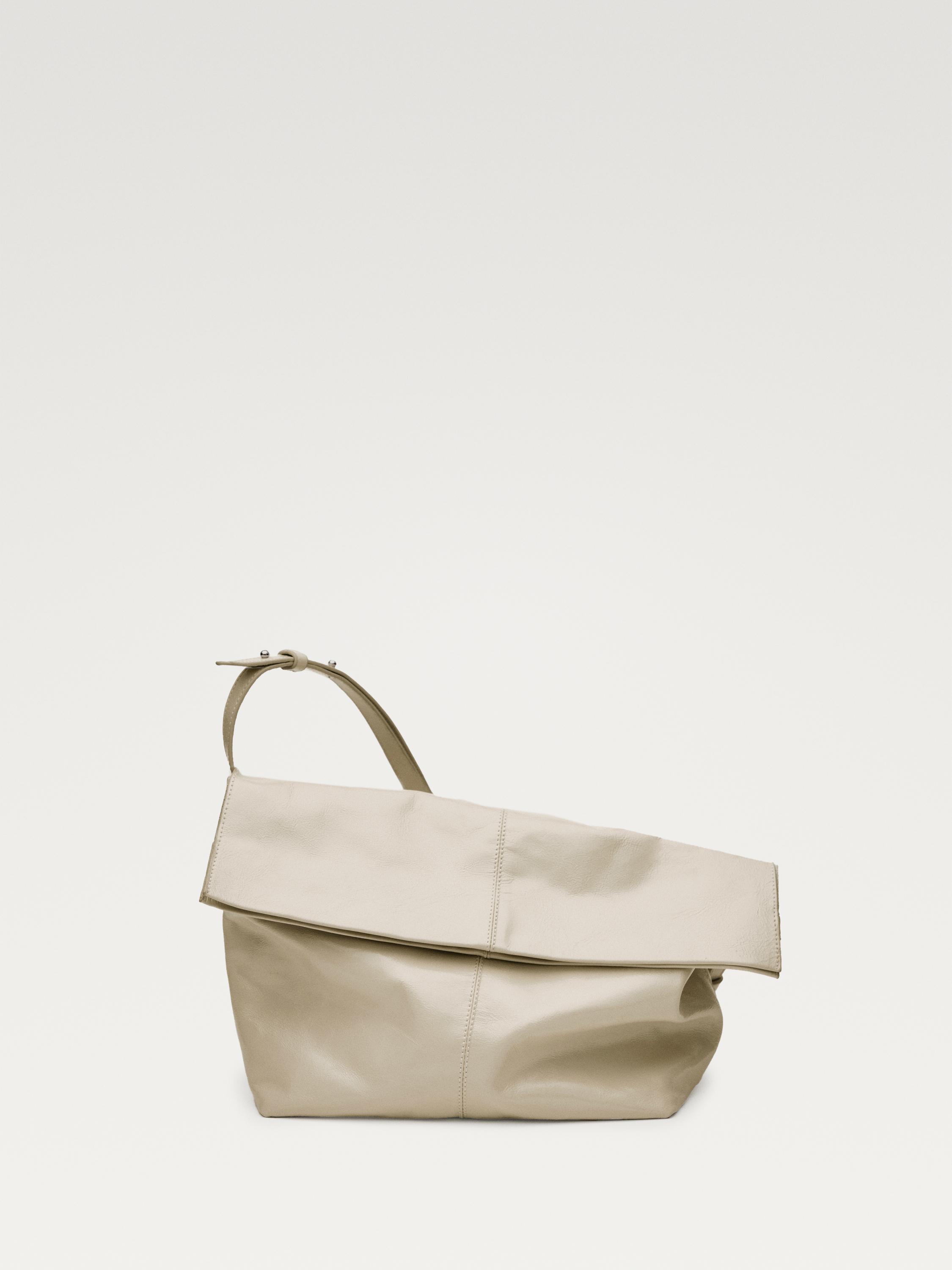 Crackled nappa leather flap bag