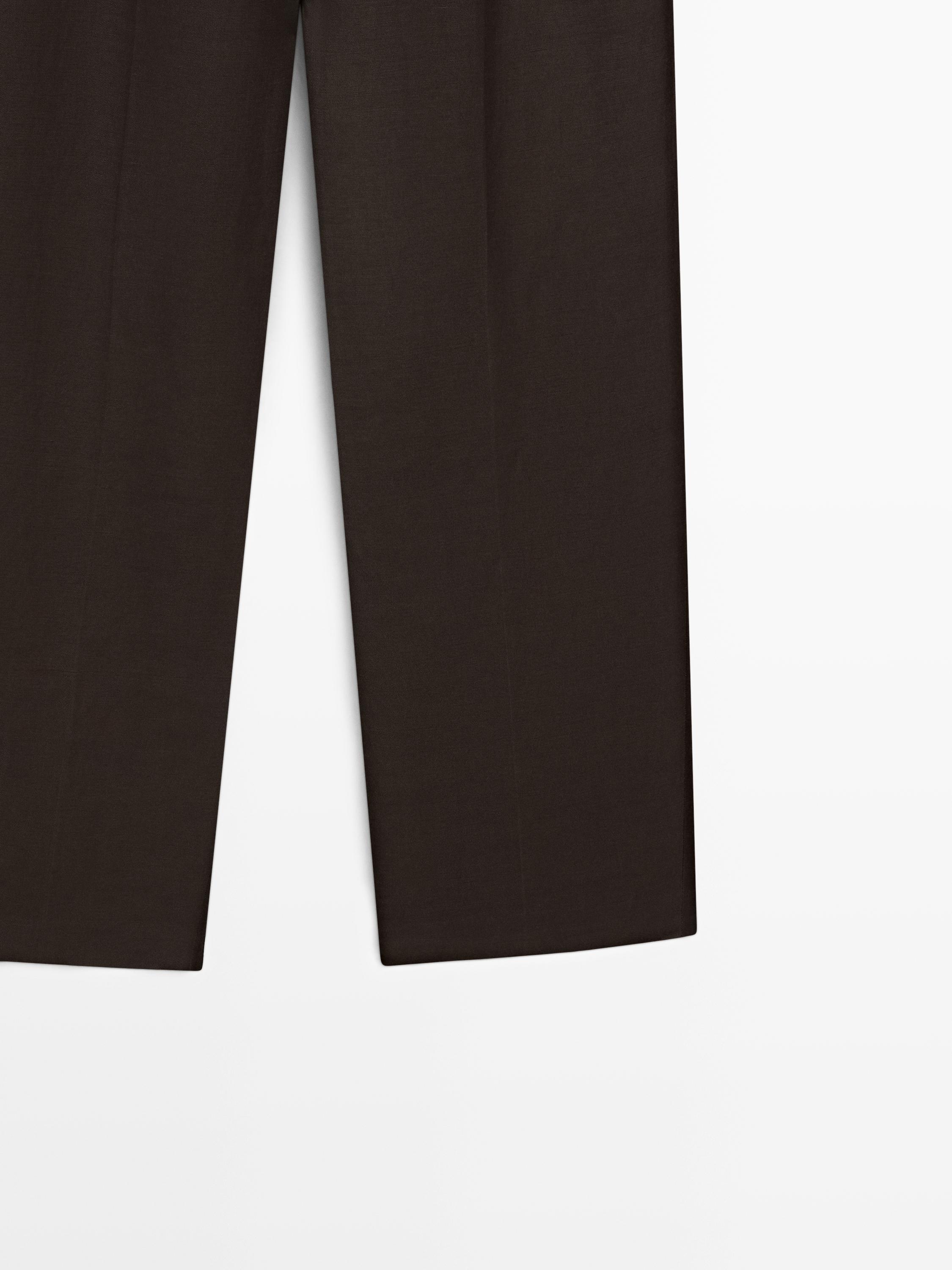 Darted trousers with belt loops - STUDIO — BROWN